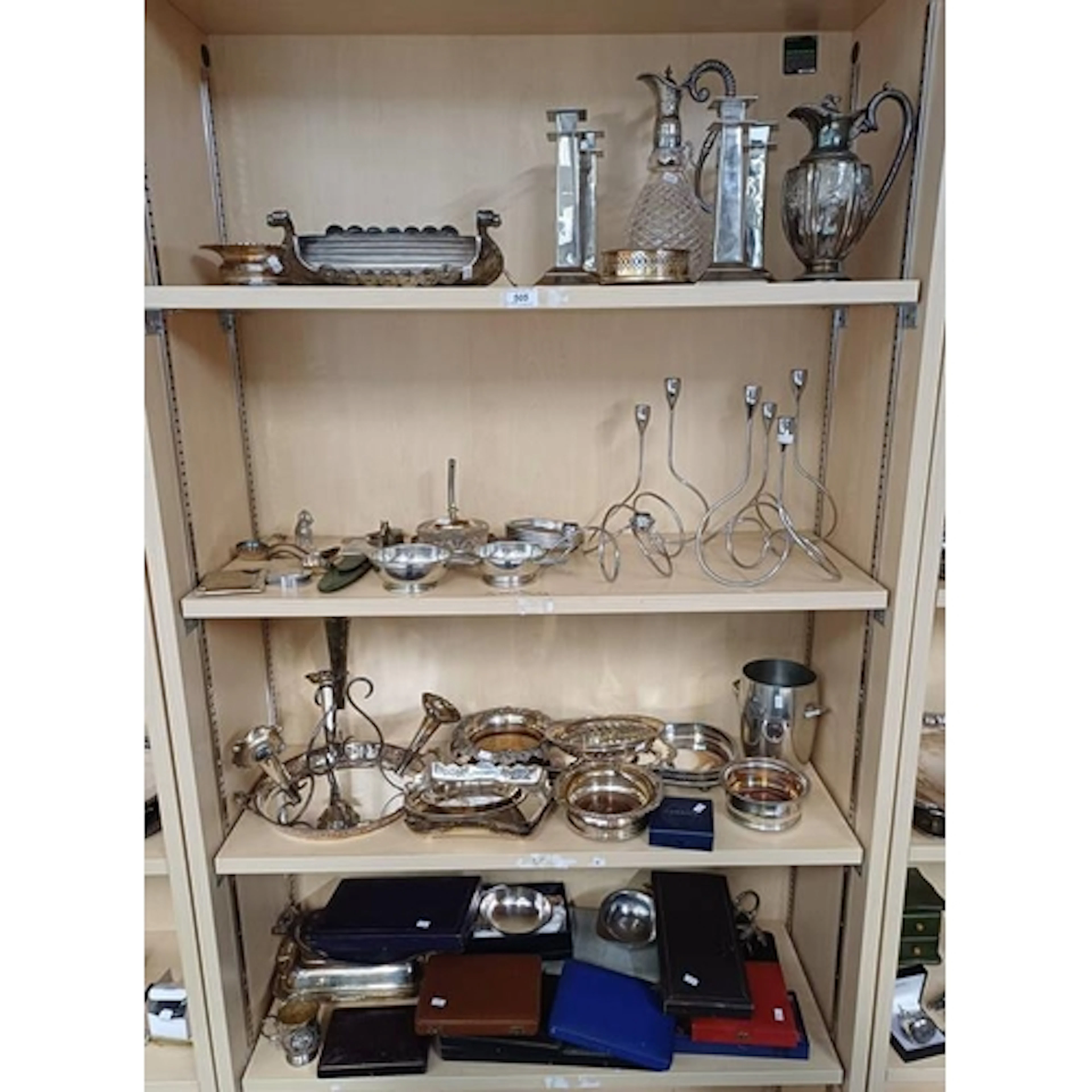 SELECTION OF SILVER PLATED WARE TO INCLUDE MODEL OF A VIKING...