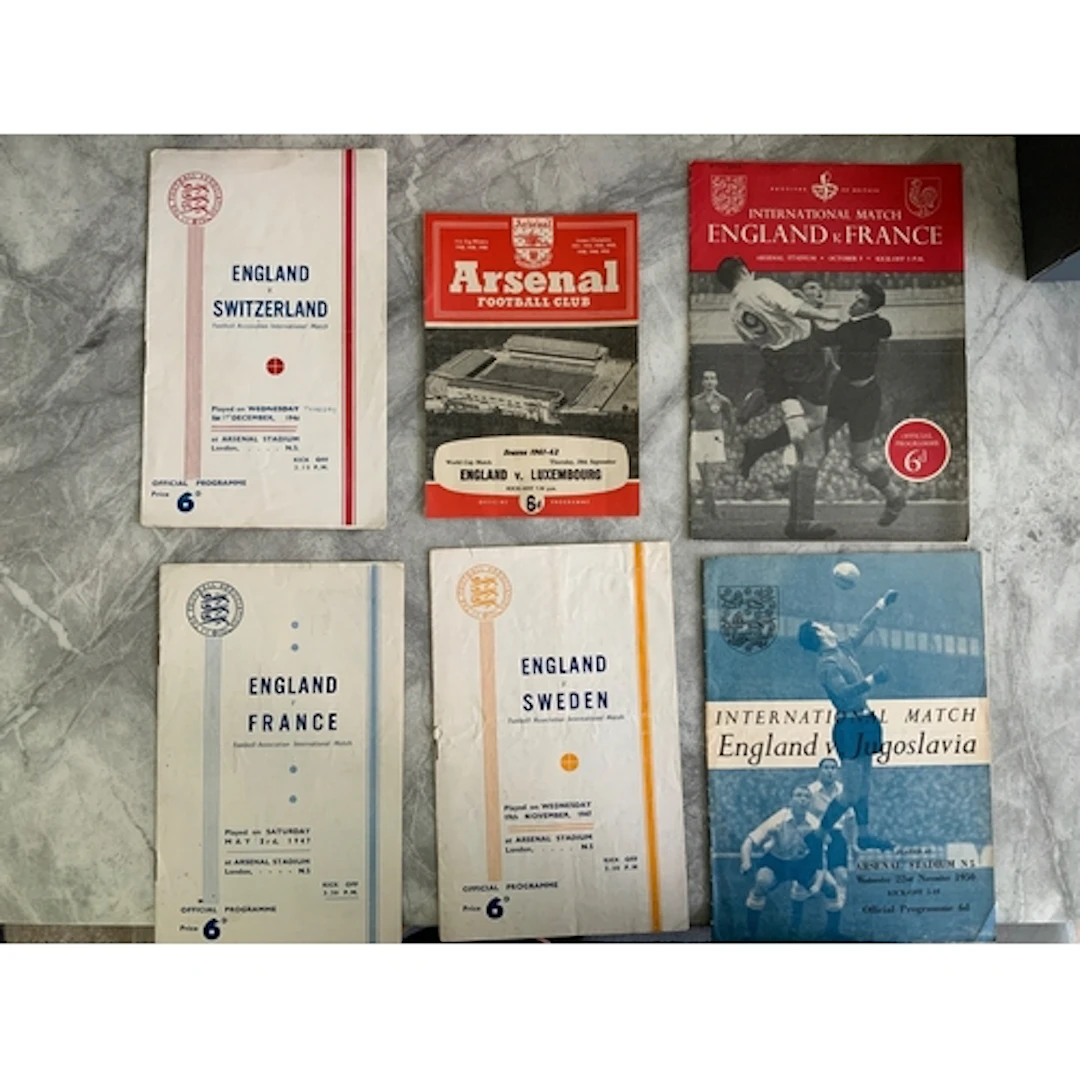 England Full International Football Programmes At Arsenal: 1...
