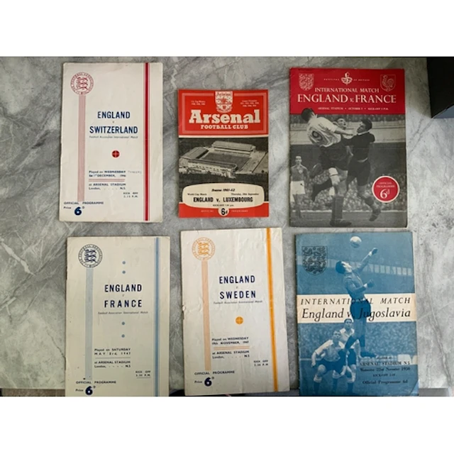 England Full International Football Programmes At Arsenal: 1...