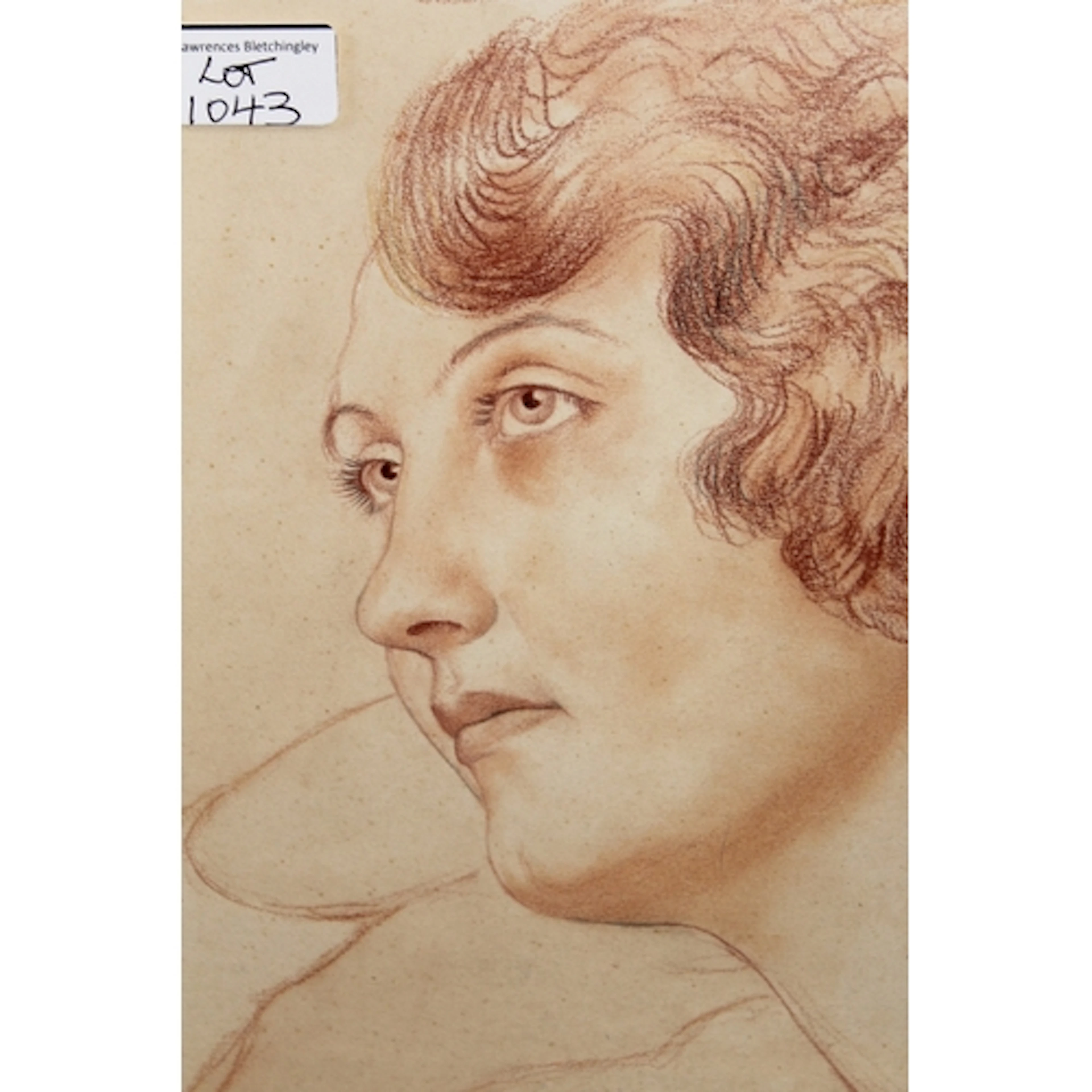 Imre Goth, red crayon drawing, portrait of a Berlin film act...