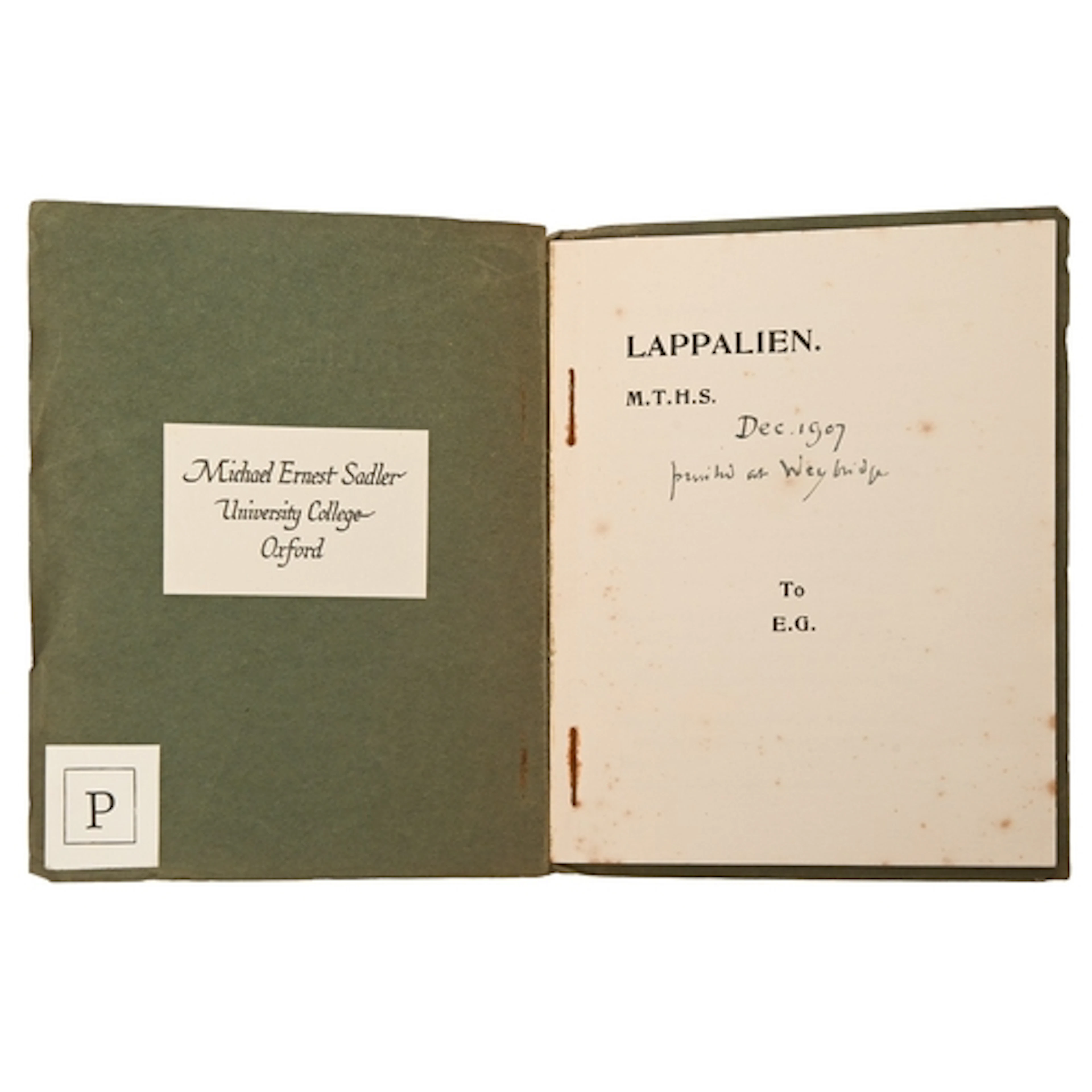 Sadleir (Michael)/M.T.H.S. [Sadler (Michael Thomas Harvey)],...