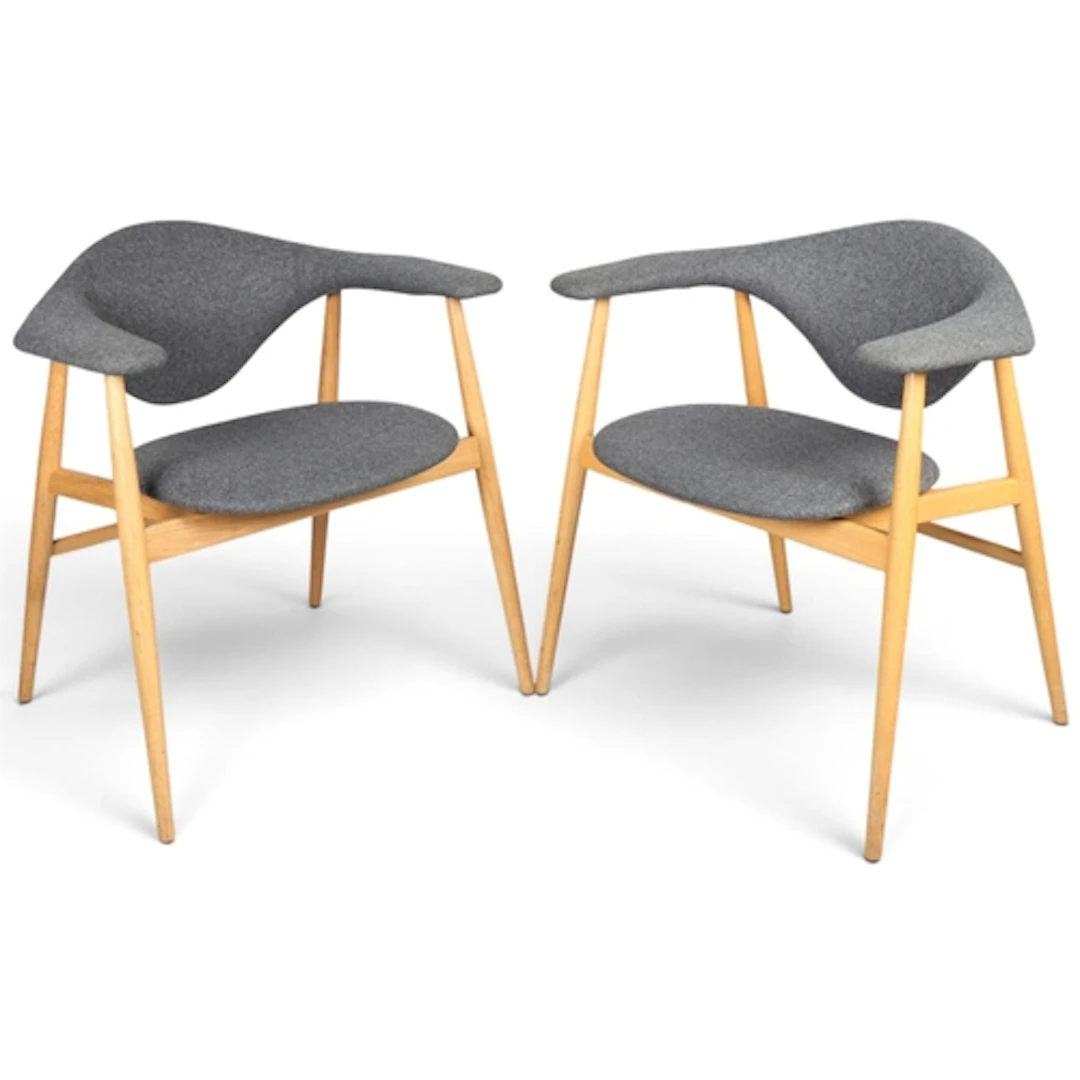 GAM FRATESI, 2 Gubi Masculo contemporary dining chairs, oak ...