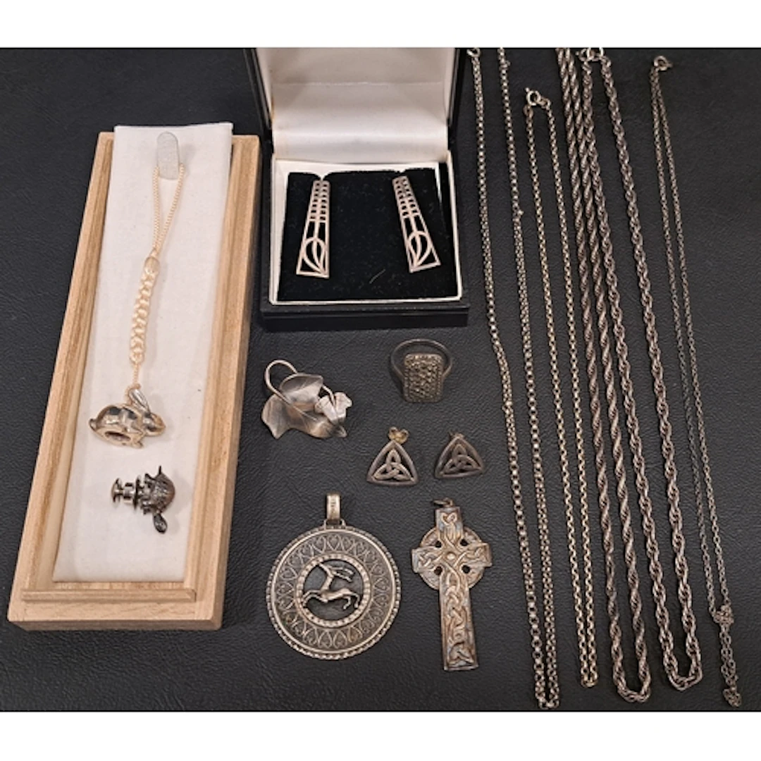 SELECTION OF SILVER JEWELLERY comprising a pair of Charles R...