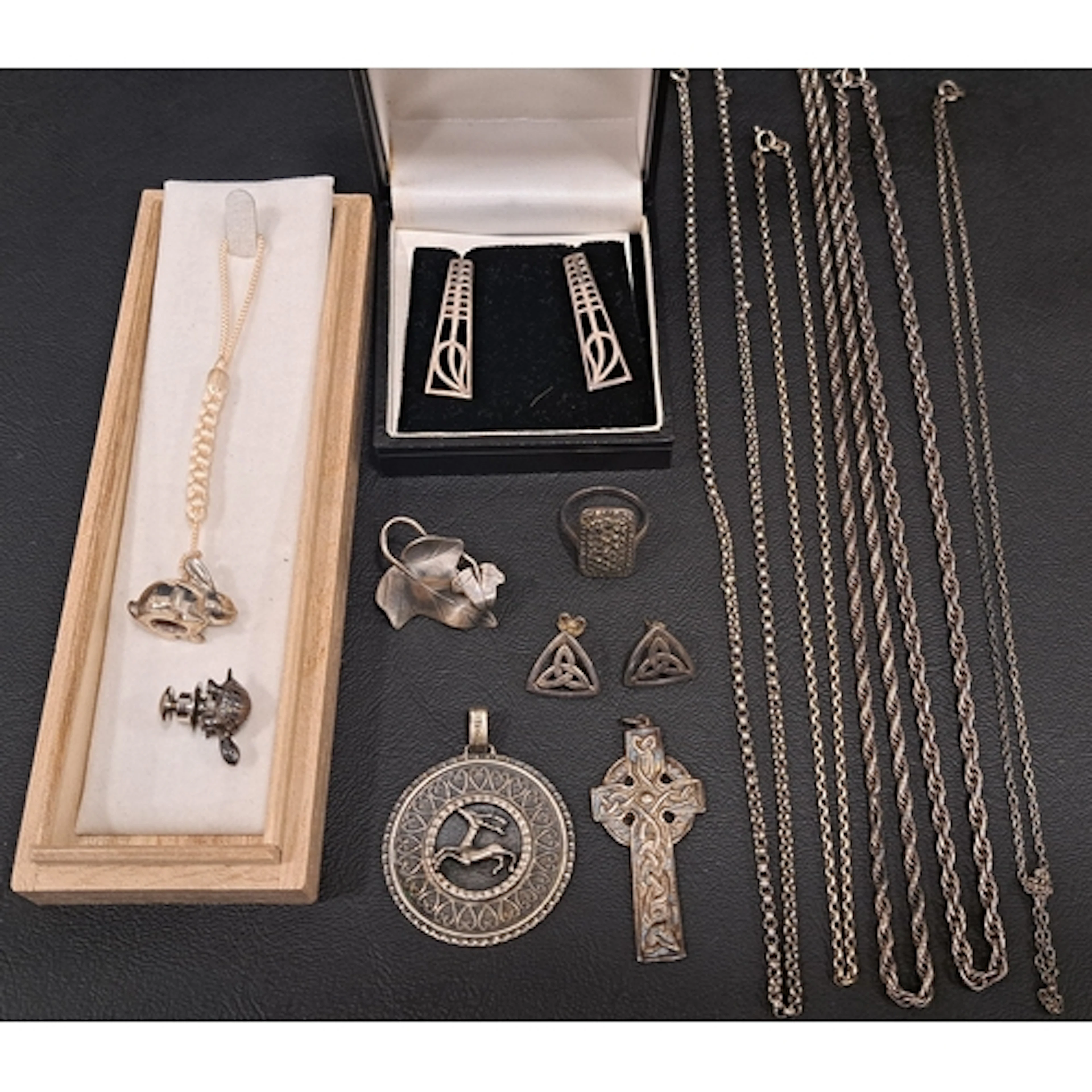 SELECTION OF SILVER JEWELLERY comprising a pair of Charles R...