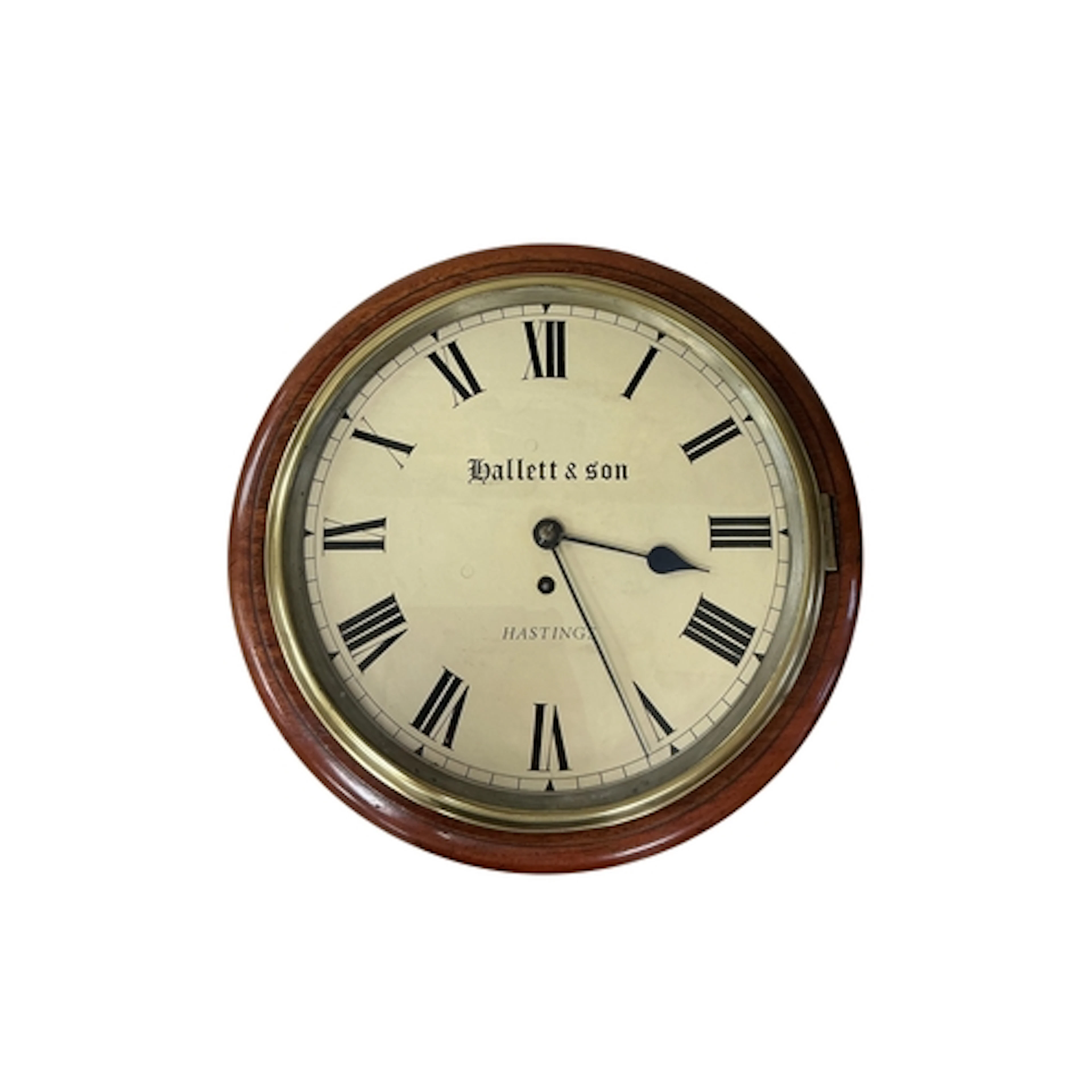 A Victorian mahogany fusee wall dial marked 'Hallett & Son, ...