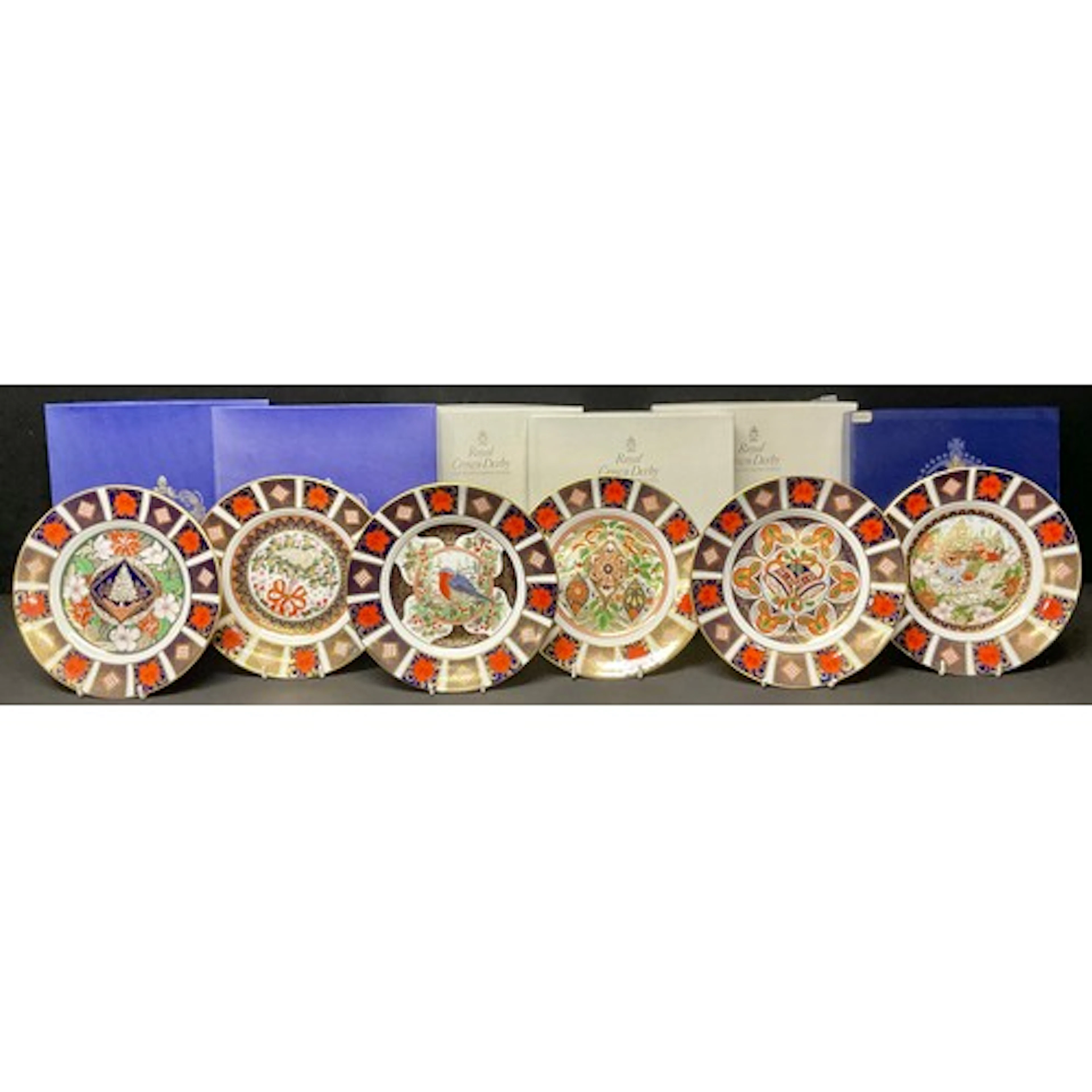 A matched set of six Royal Crown Derby 'Old Imari' Christmas...