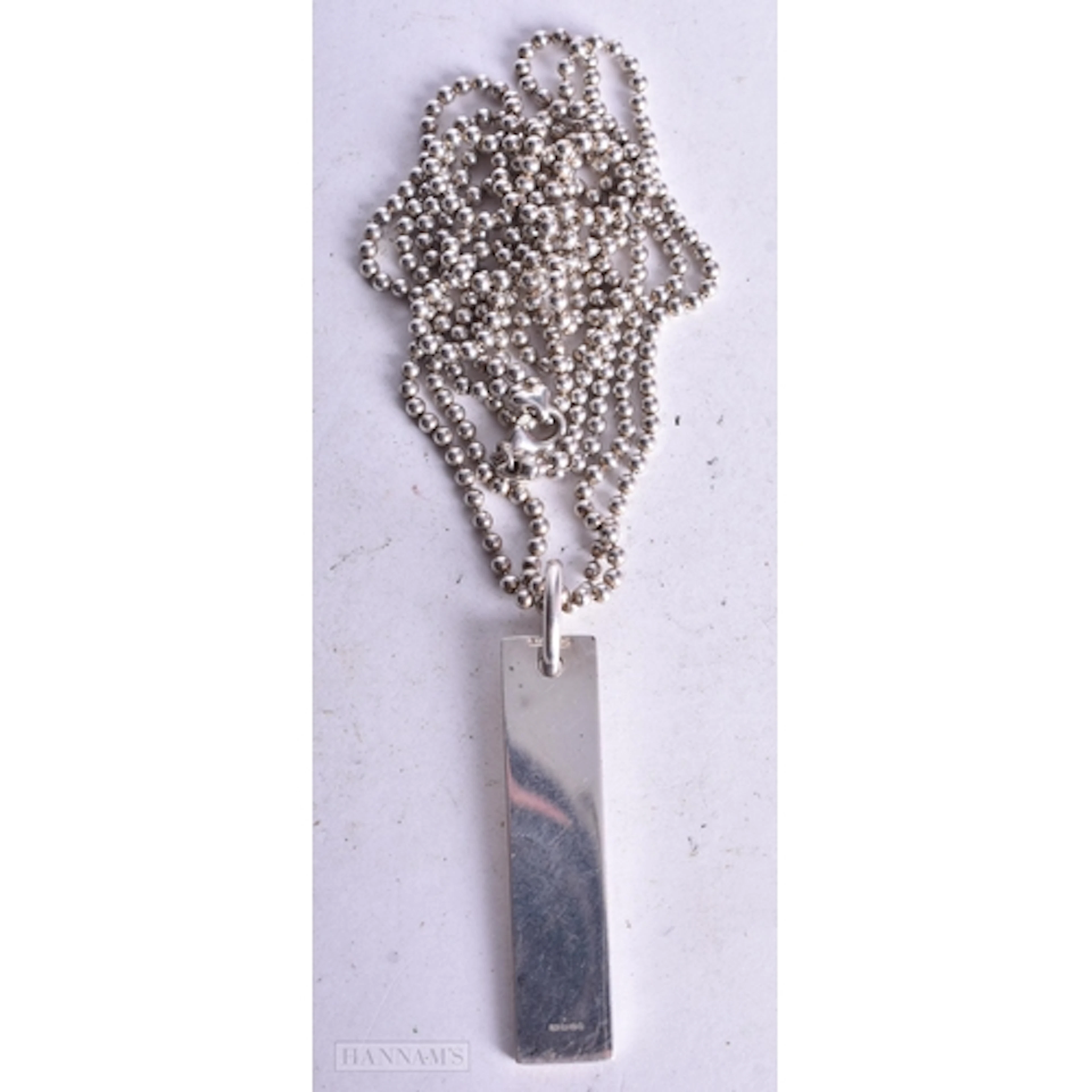 Gucci Sterling Silver Tag Necklace (23g). 56 cm long.