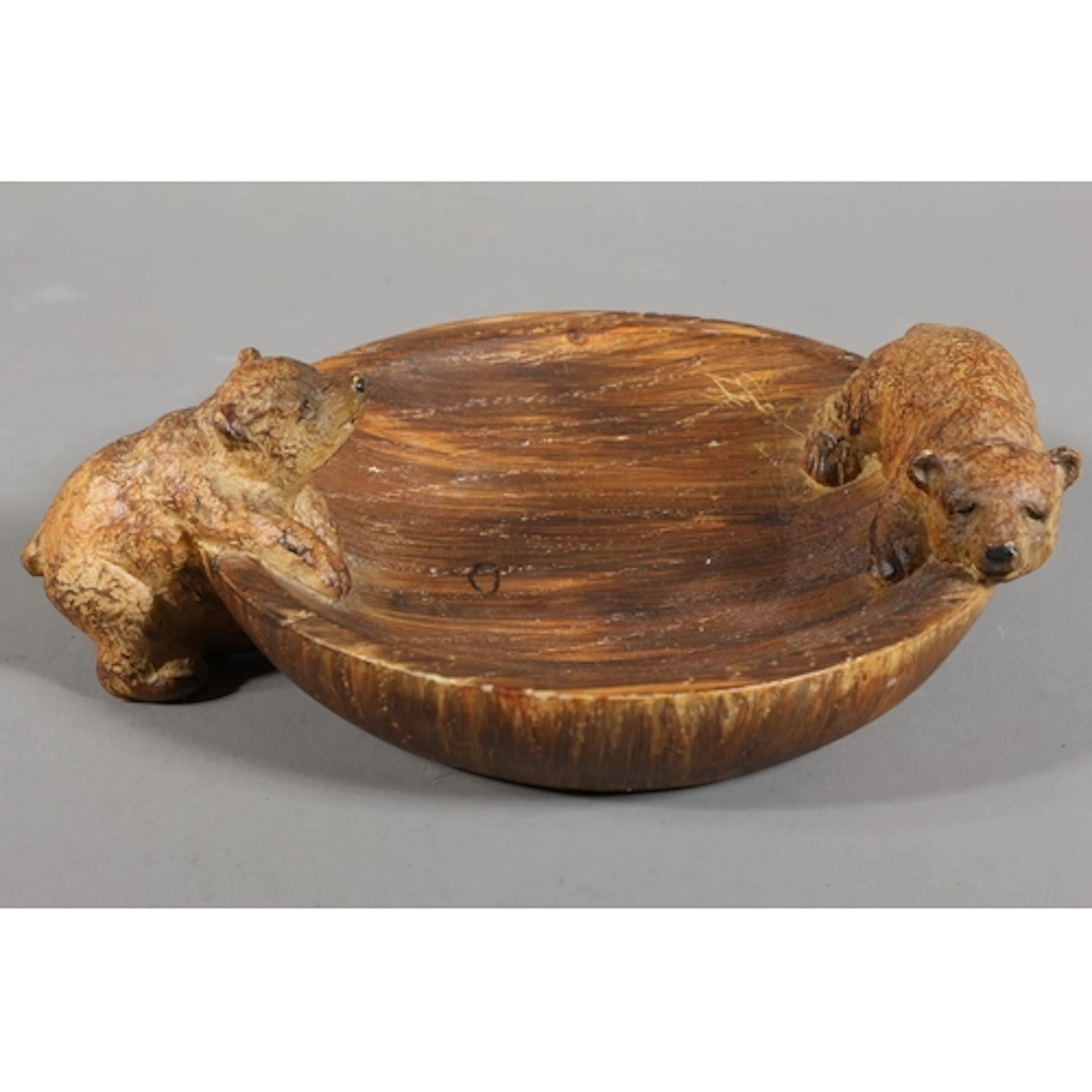 Treen dish decorated with bears