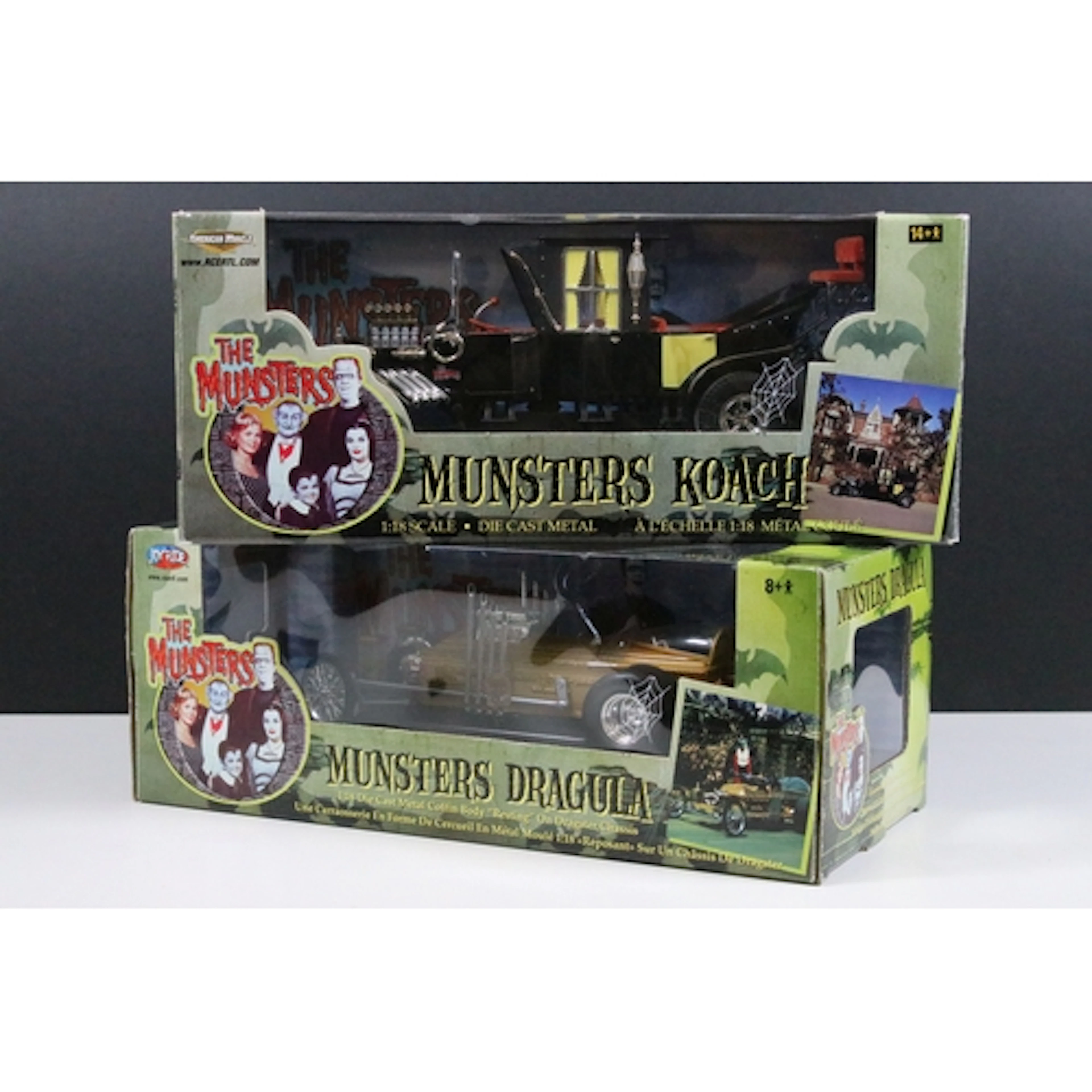 Two boxed 1/18 The Munsters diecast models to include Americ...