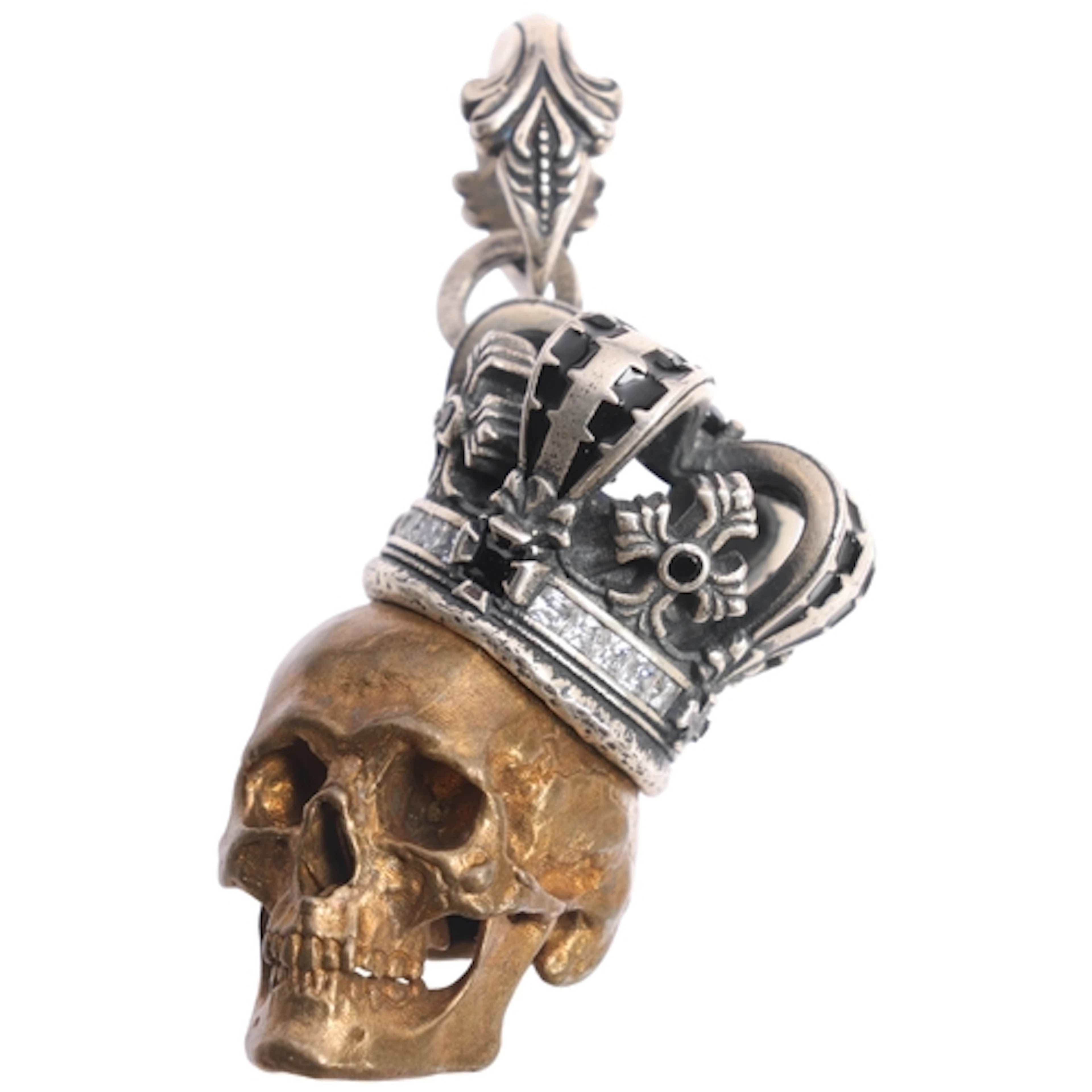 A Contemporary sterling silver and brass 'King Skull' pendan...
