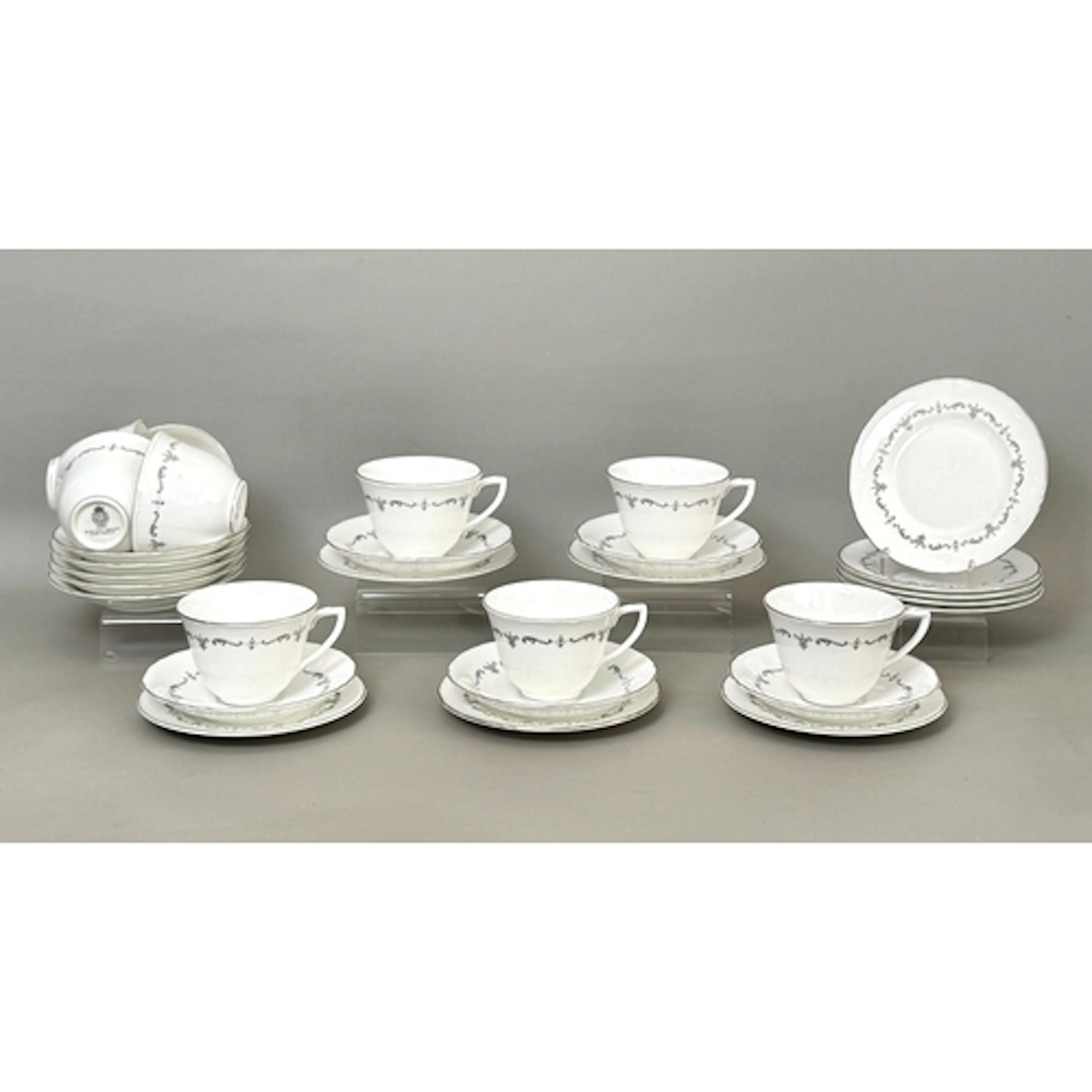 A Royal Worcester Silver Chantilly pattern part tea service ...