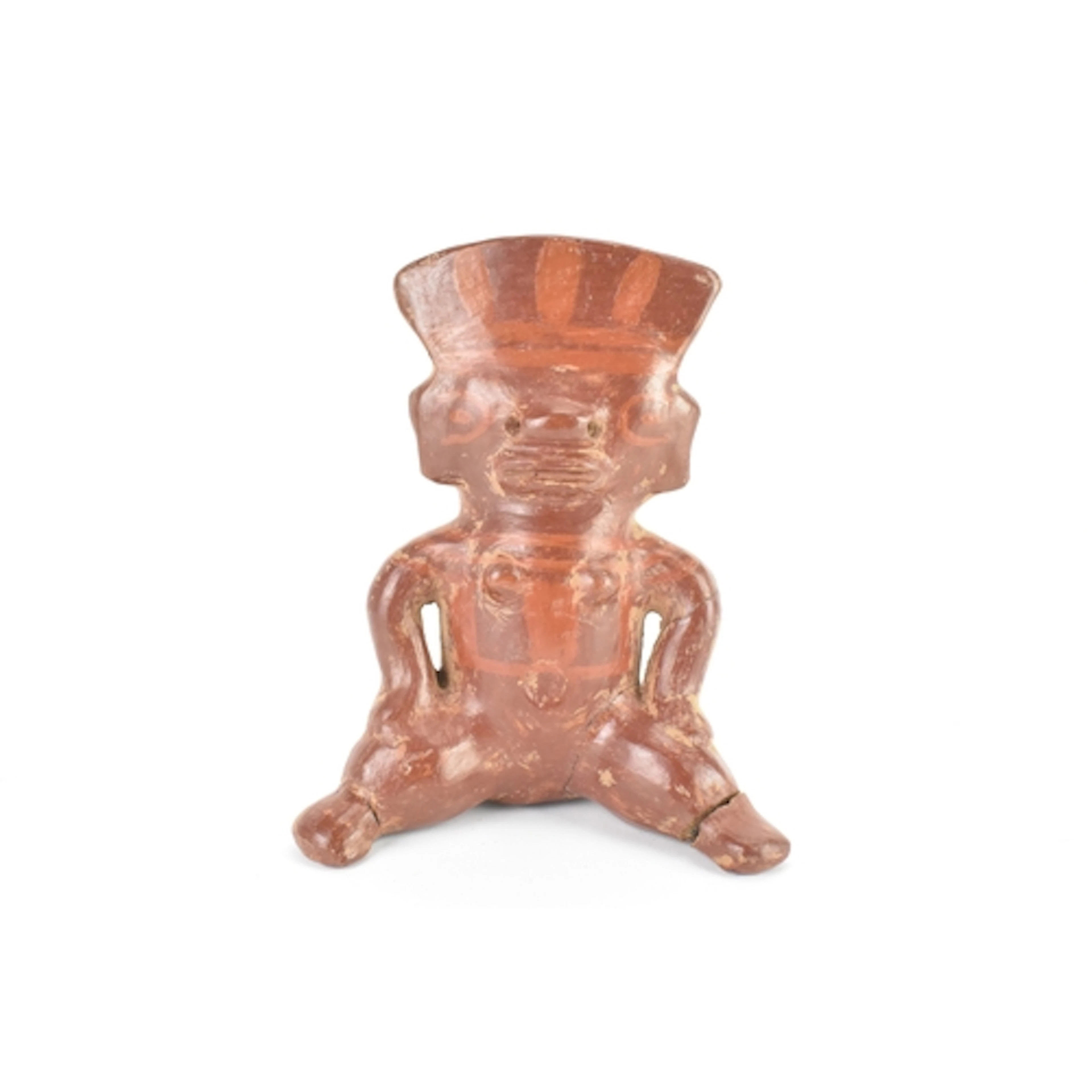 A Pre-Columbian pottery anthropomorphic figure, modelled as ...