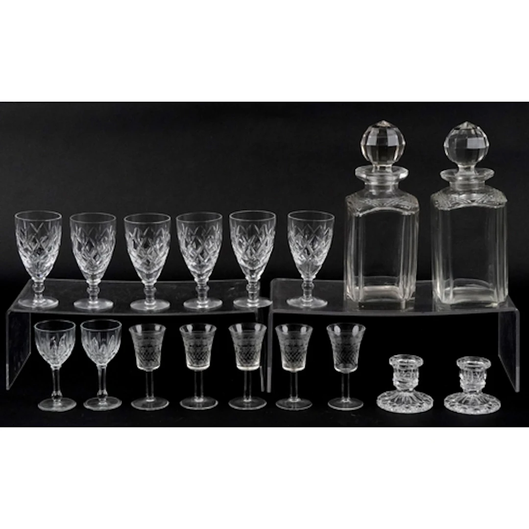 Vintage and later glassware including a set of six crystal s...