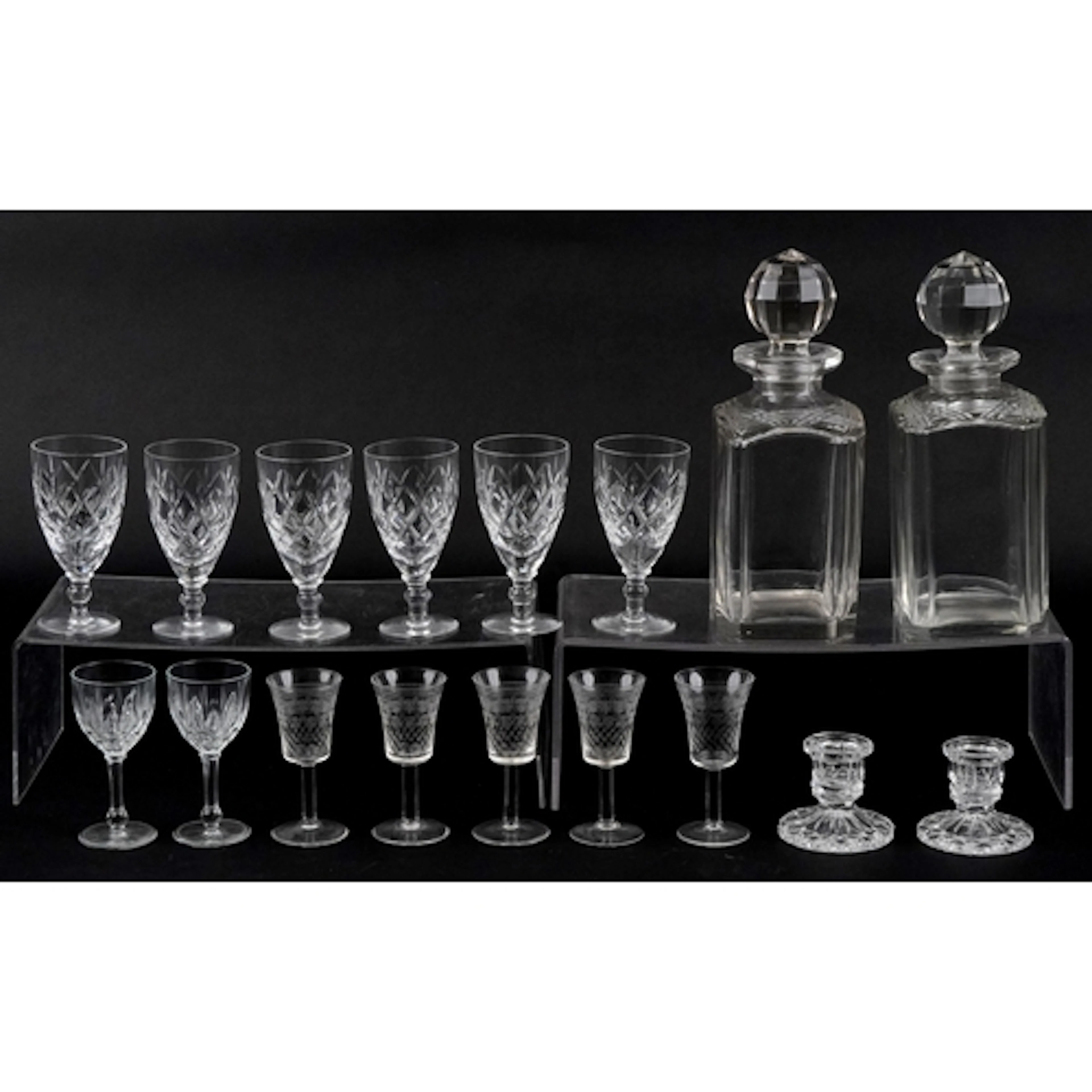 Vintage and later glassware including a set of six crystal s...