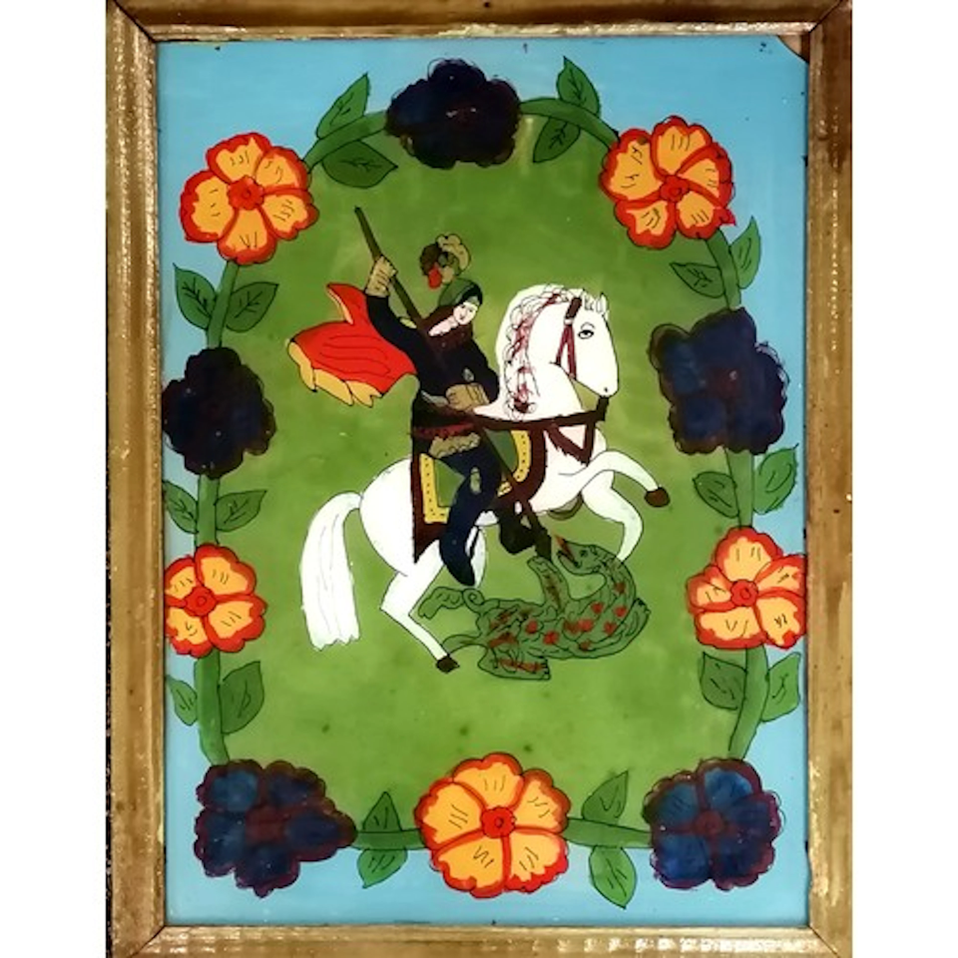 Eastern European (Romanian?) 1920's icon painted on glass de...