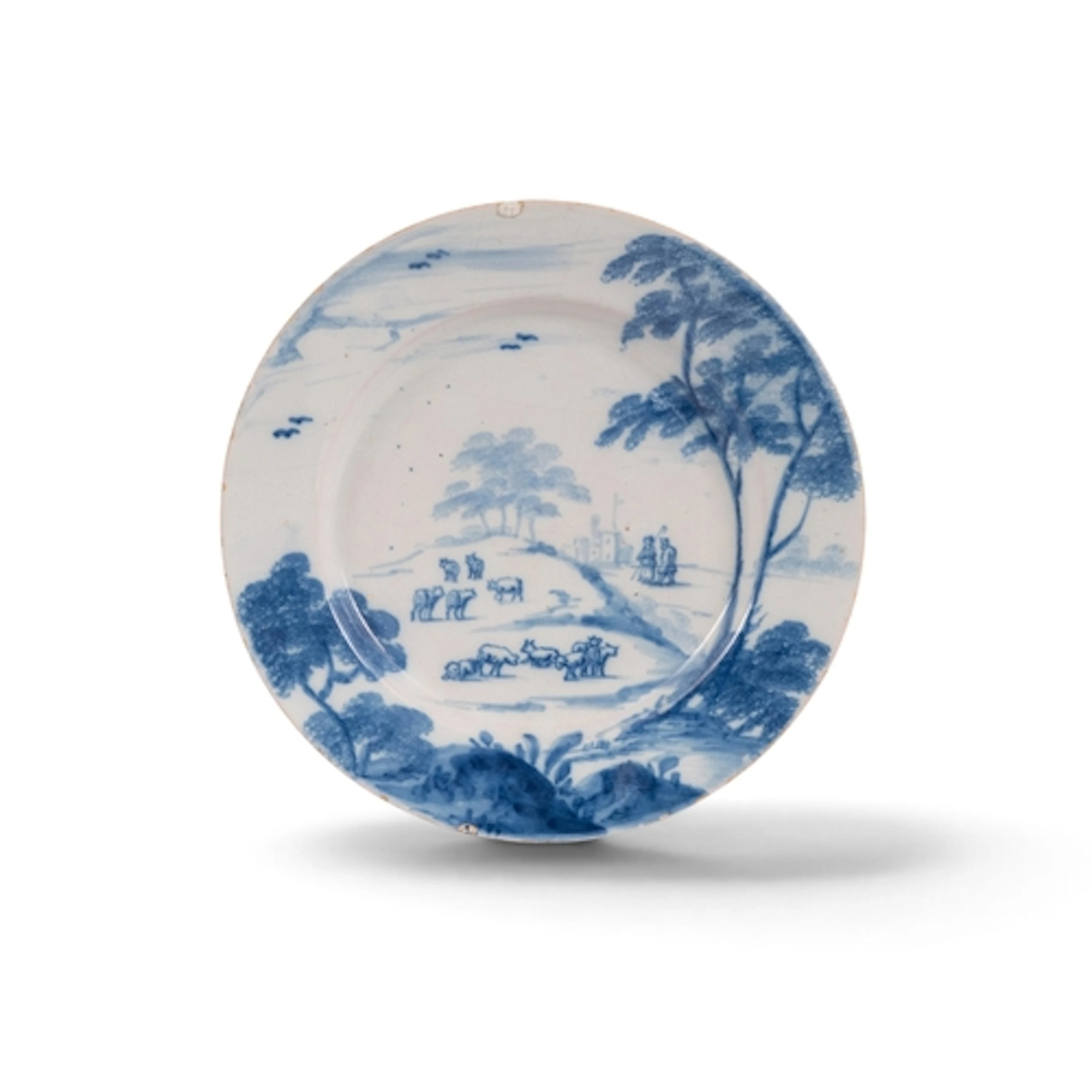 A Bristol delftware plate, c.1760, painted in blue with a sh...