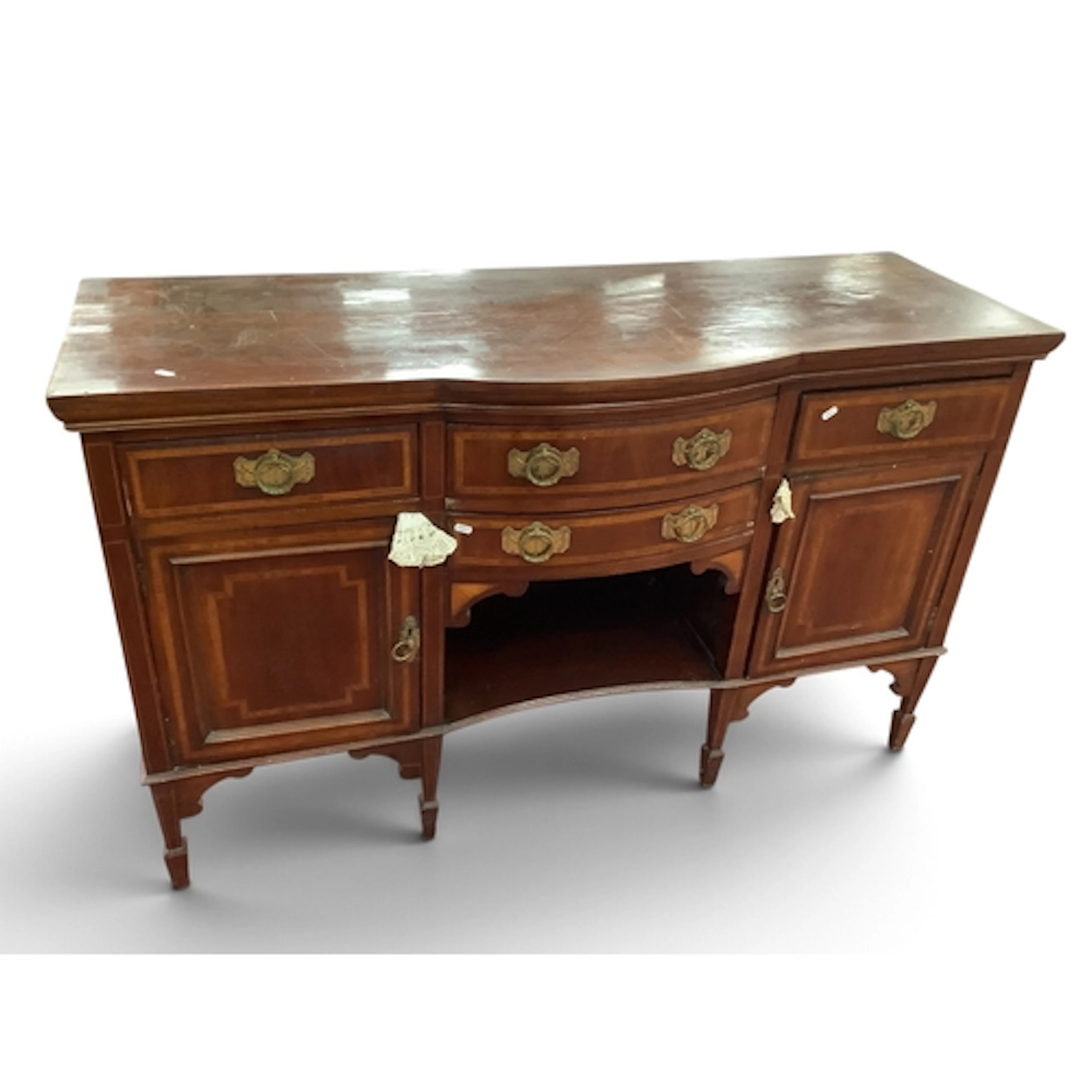 Edwardian Inlaid Mahogany Sideboard with bowed centre drawer...