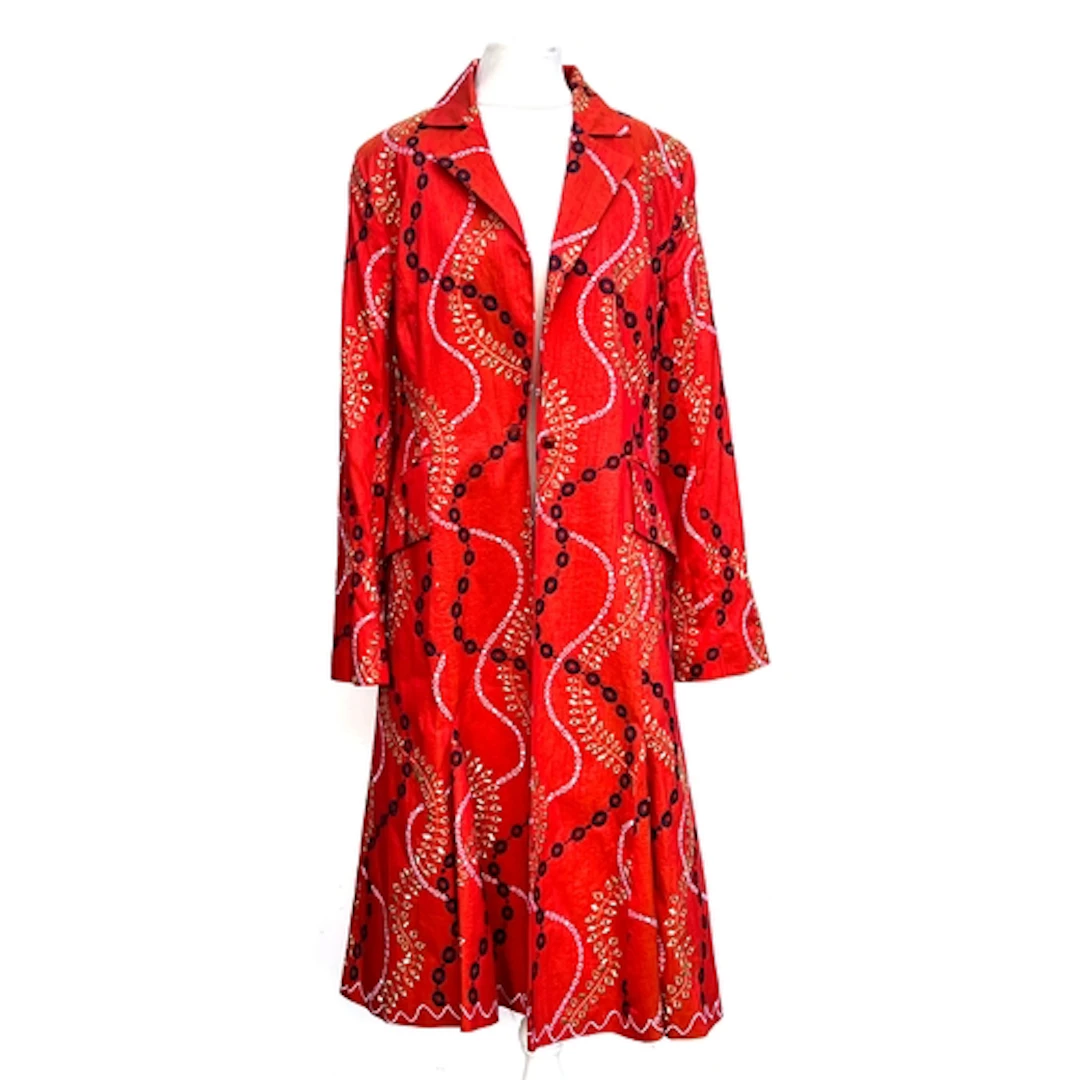 A Favourbrook orange silk embroidered coat, size 12, and mat...