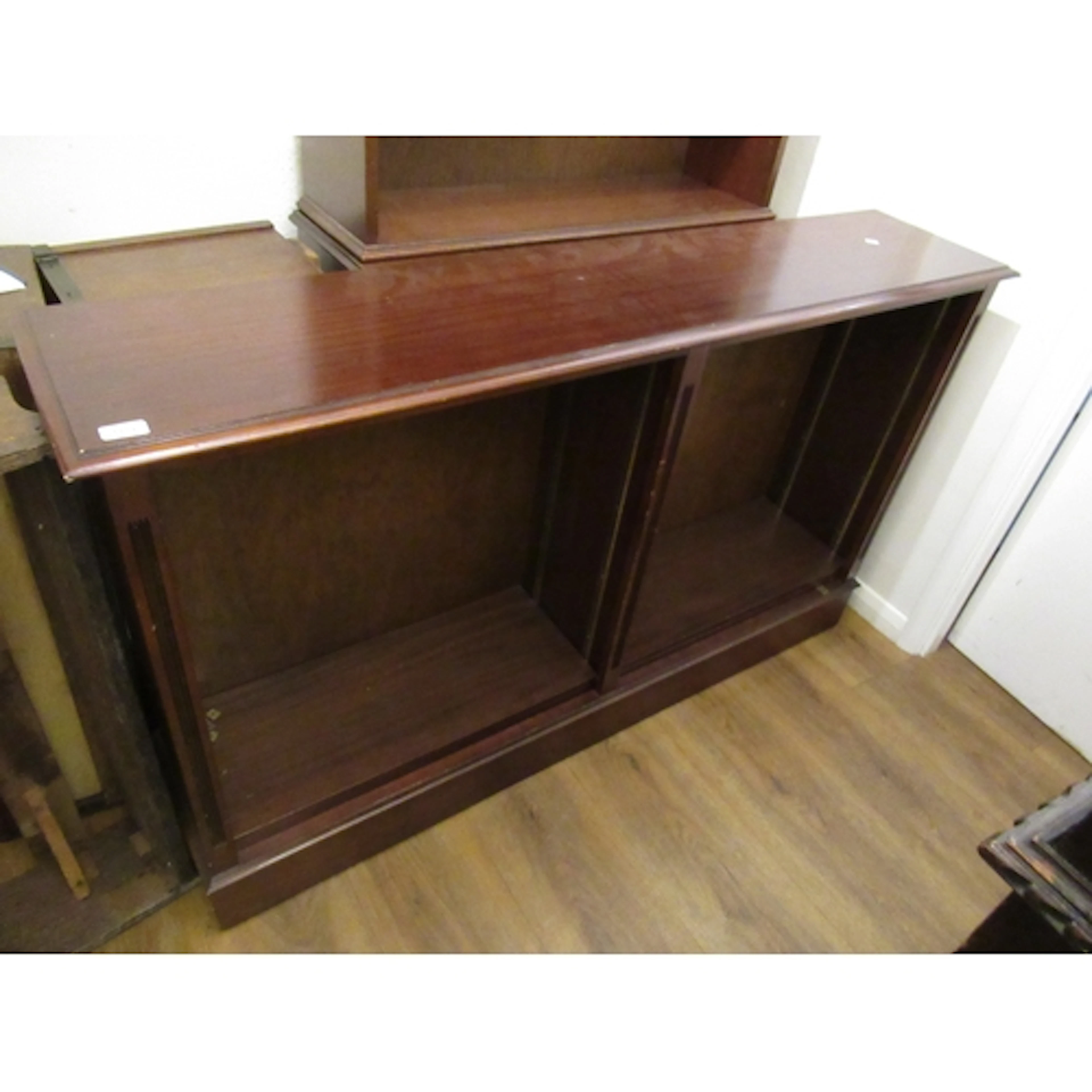 Reproduction mahogany dwarf open bookcase, 152cm wide, a 19t...