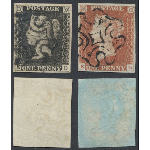 1840 1d grey black pl. 8 & 1d red brown pl.8 a fine 4 margin...
