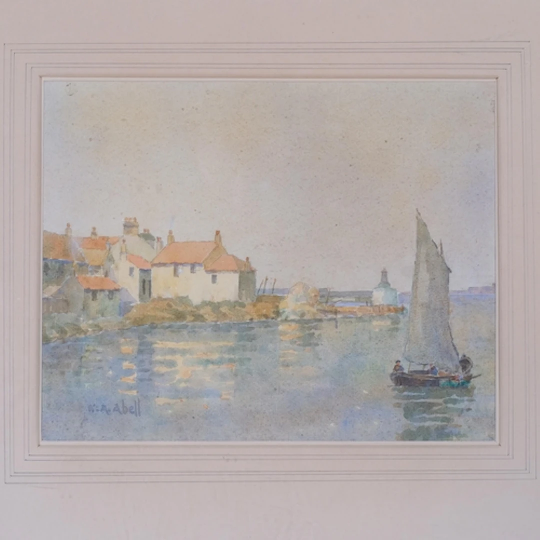 William A Abell (active 1917 - 1940), Scottish harbour scene...