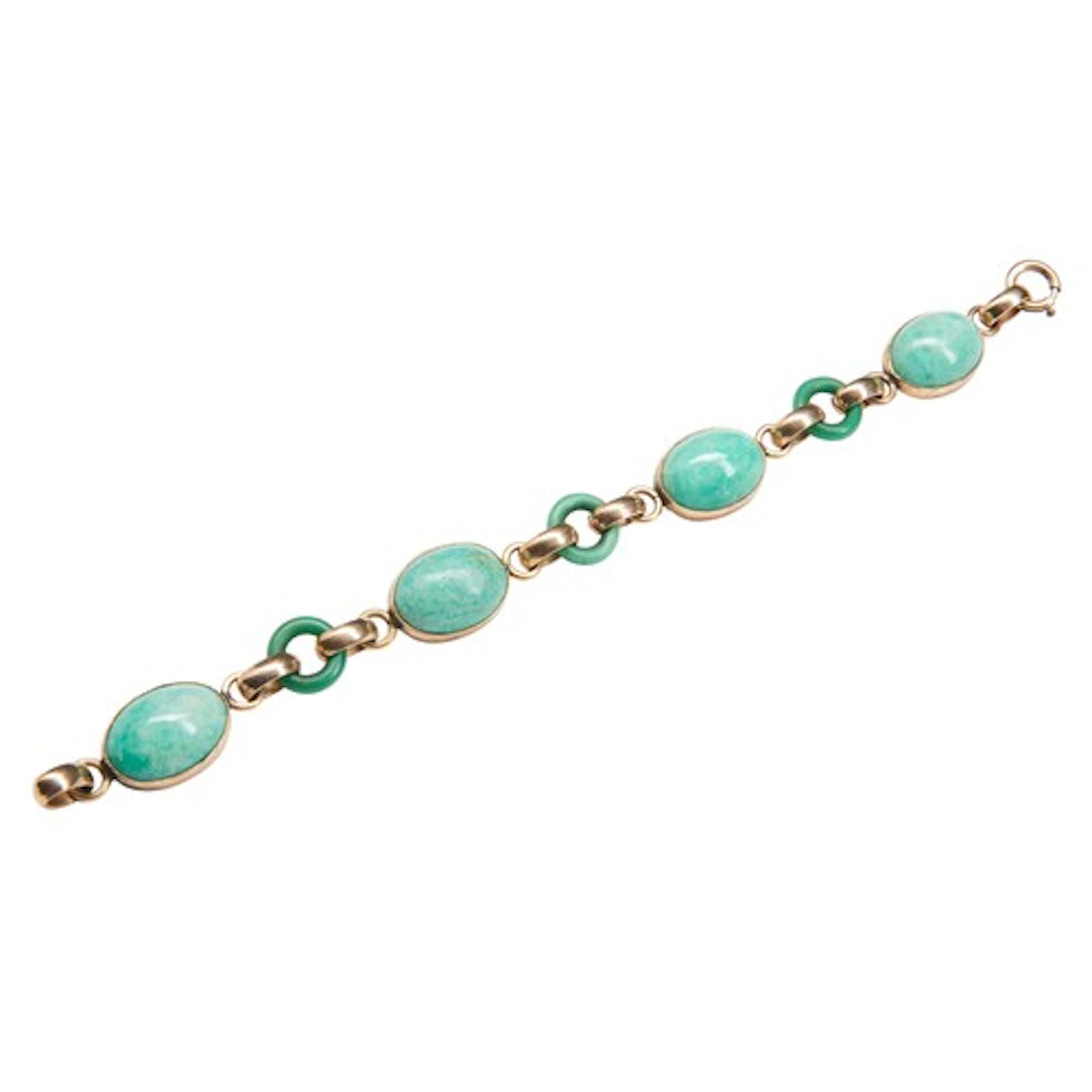 A FRENCH ART DECO AVENTURINE QUARTZ BRACELET BY MAURICE LESP...