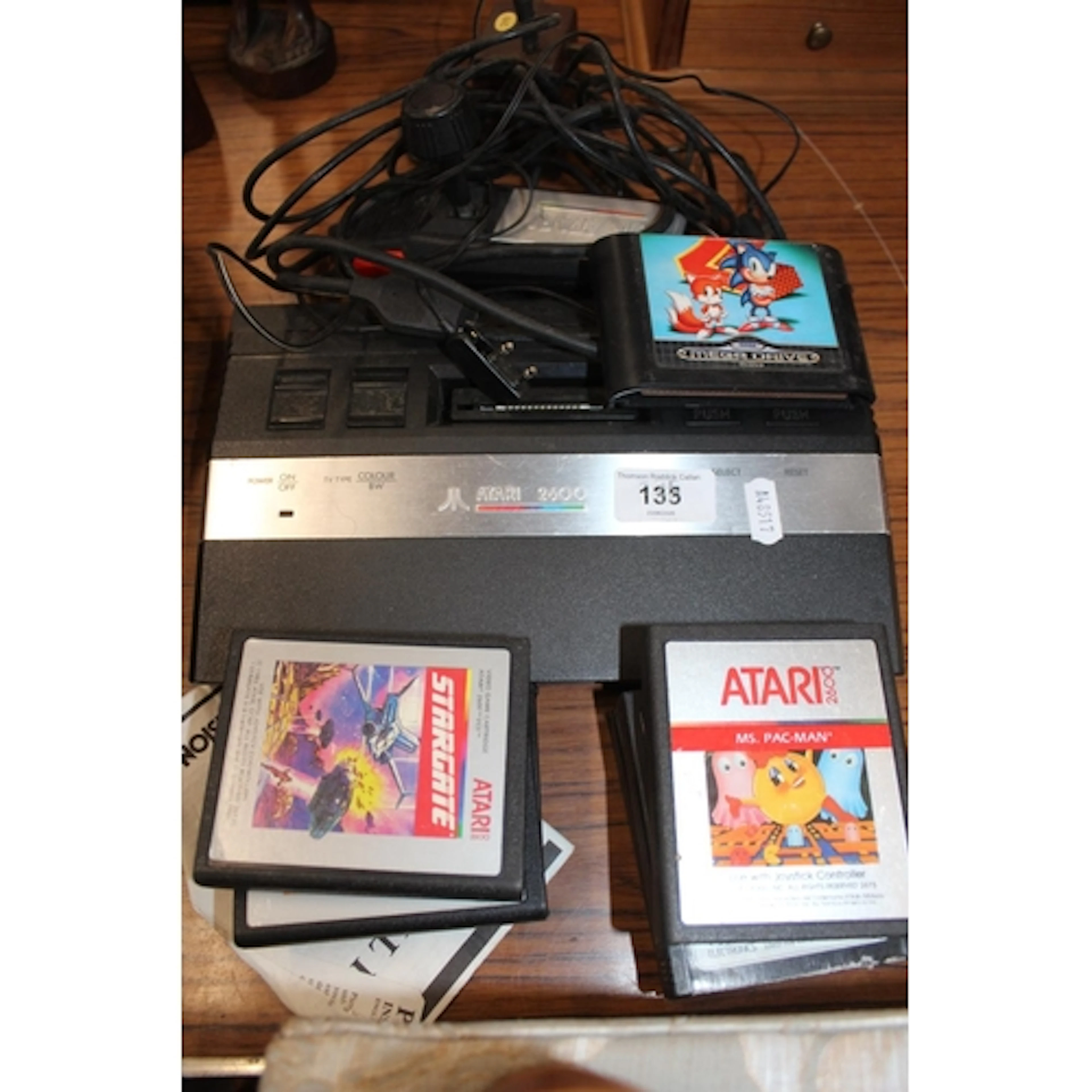 Atari 2600 console, joystick and games to include Donkey Kon...