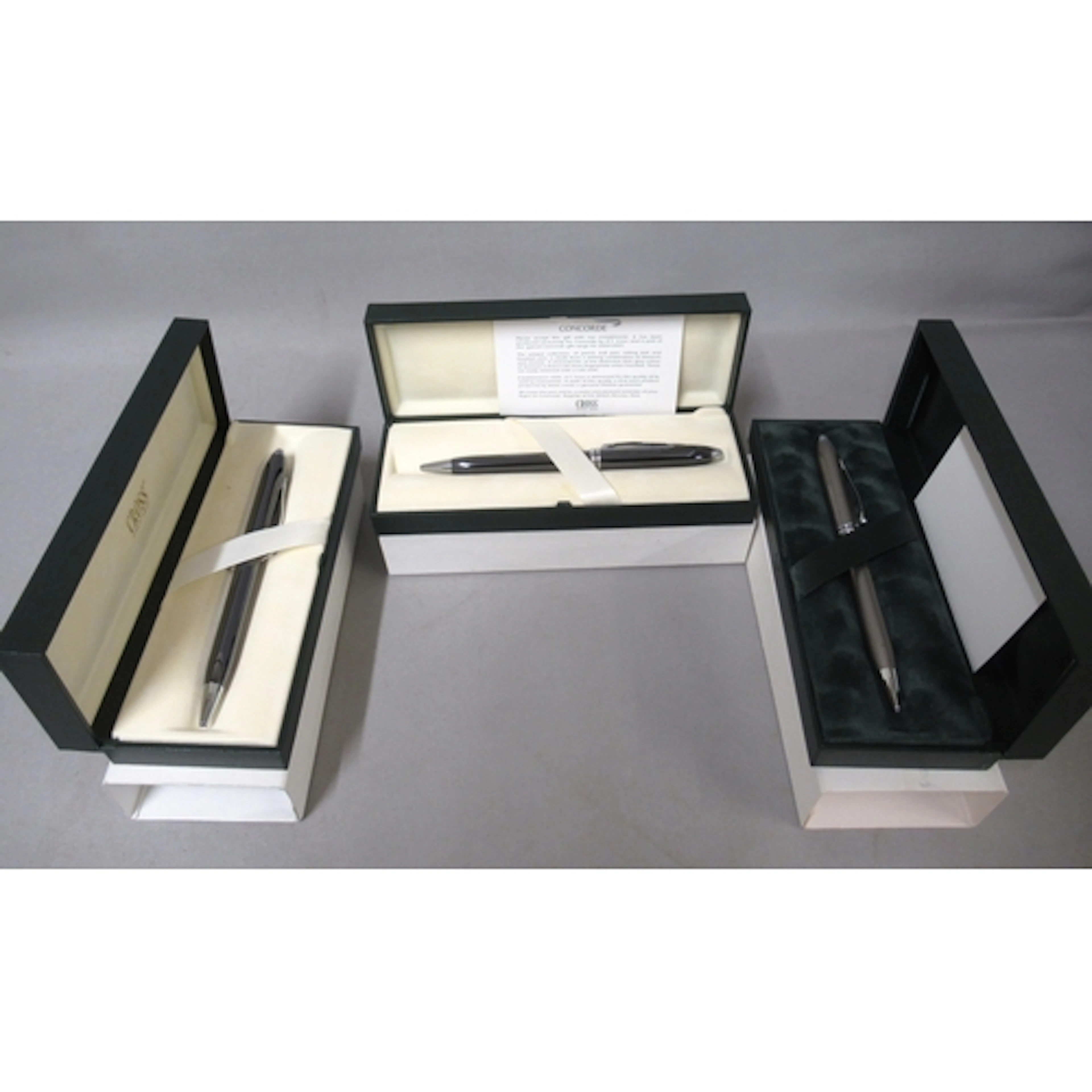 Group of three Concorde souvenir pens in original boxes