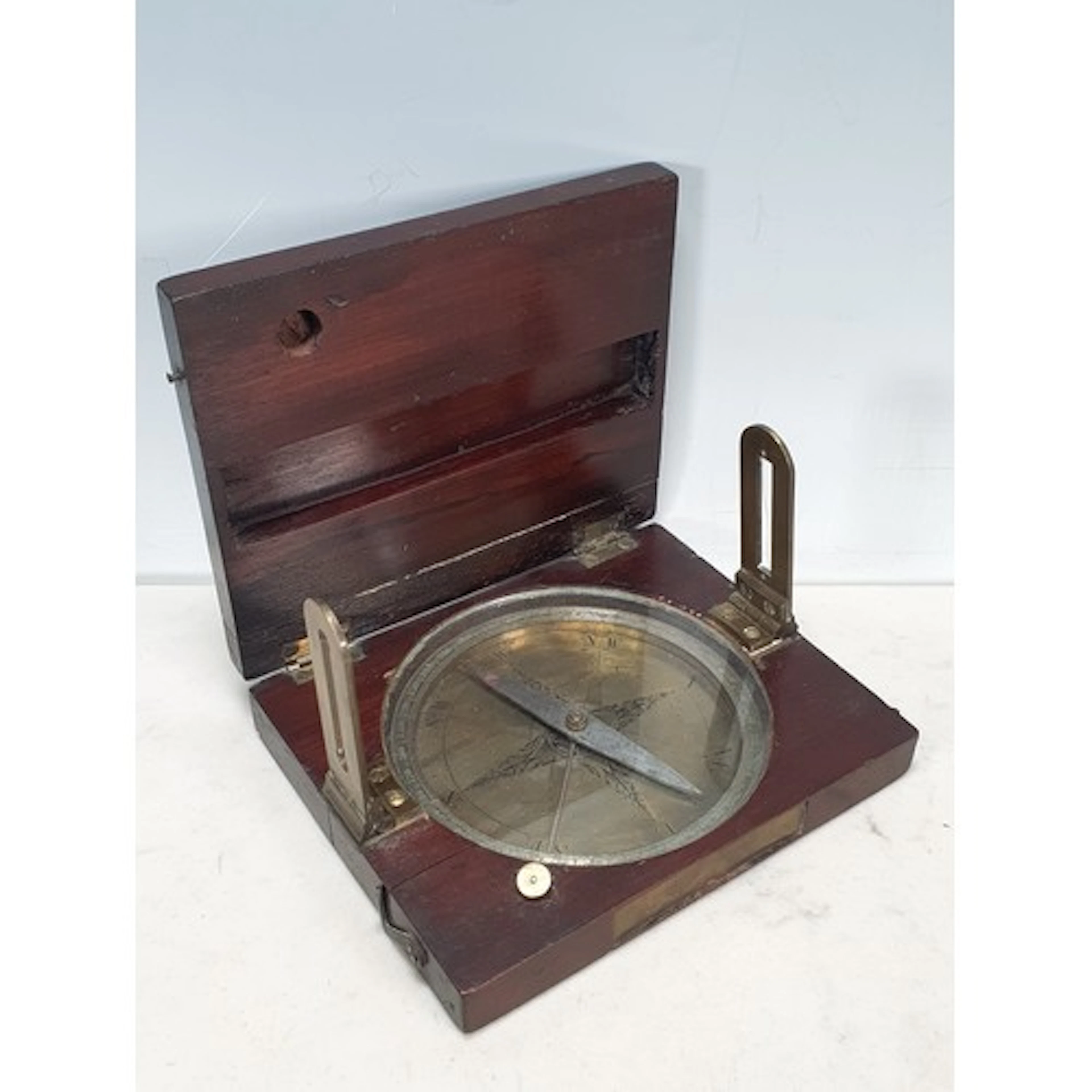 An 18th Century mahogany cased Surveyors Compass with engrav...