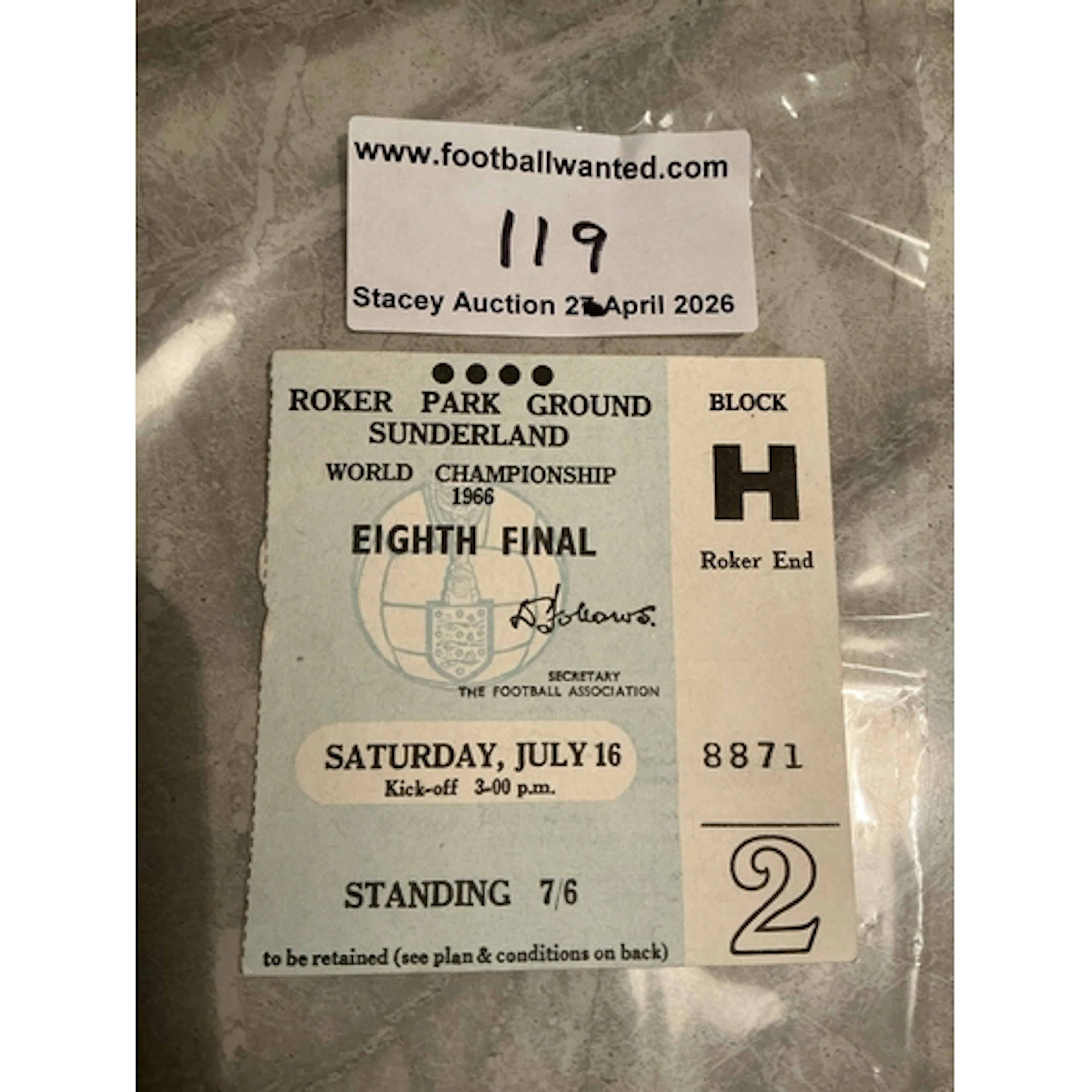 1966 World Cup Football Ticket Russia v Italy: Hard to obtai...