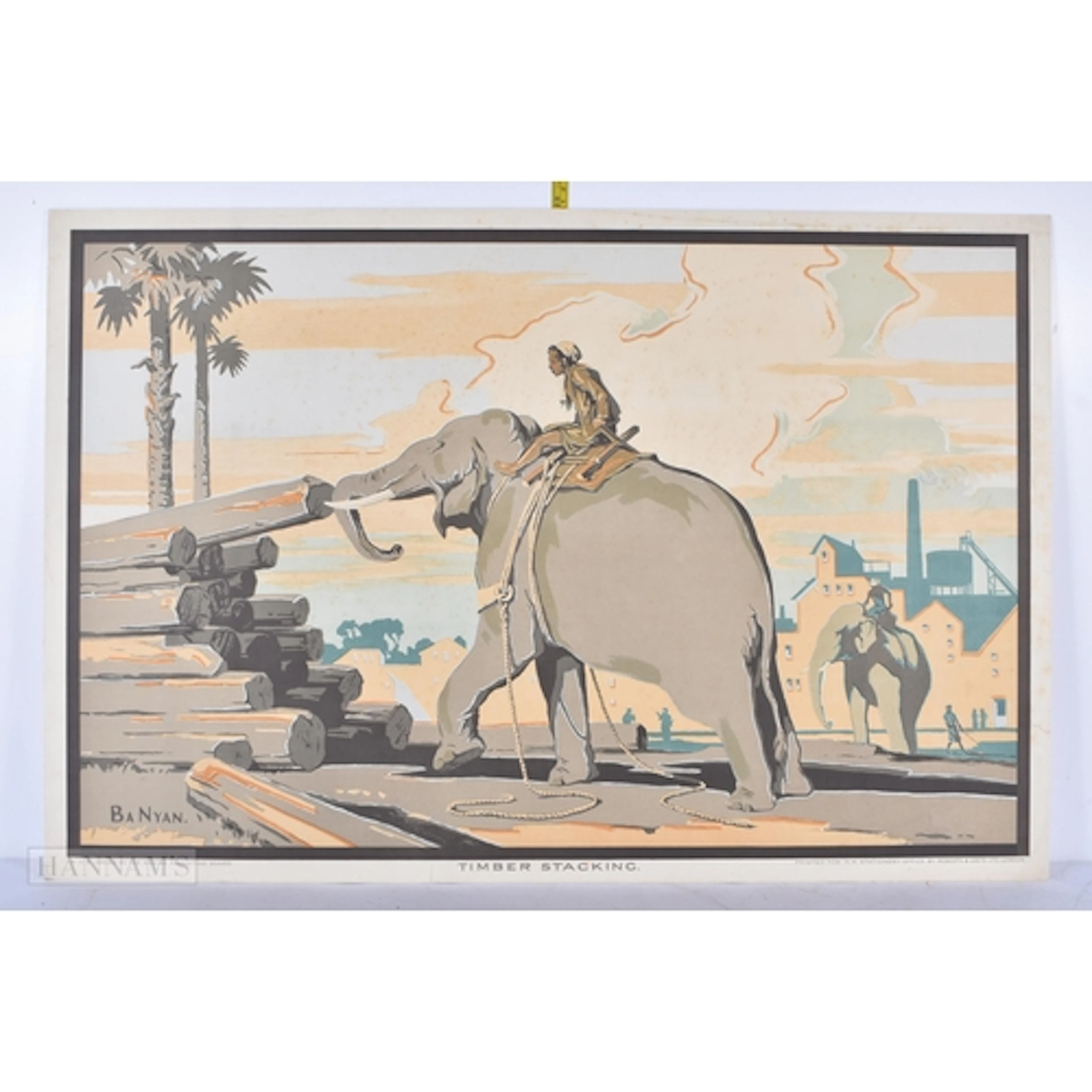 A rare 1920/1930s Burma travel poster, artwork by Ba Nyan (1...