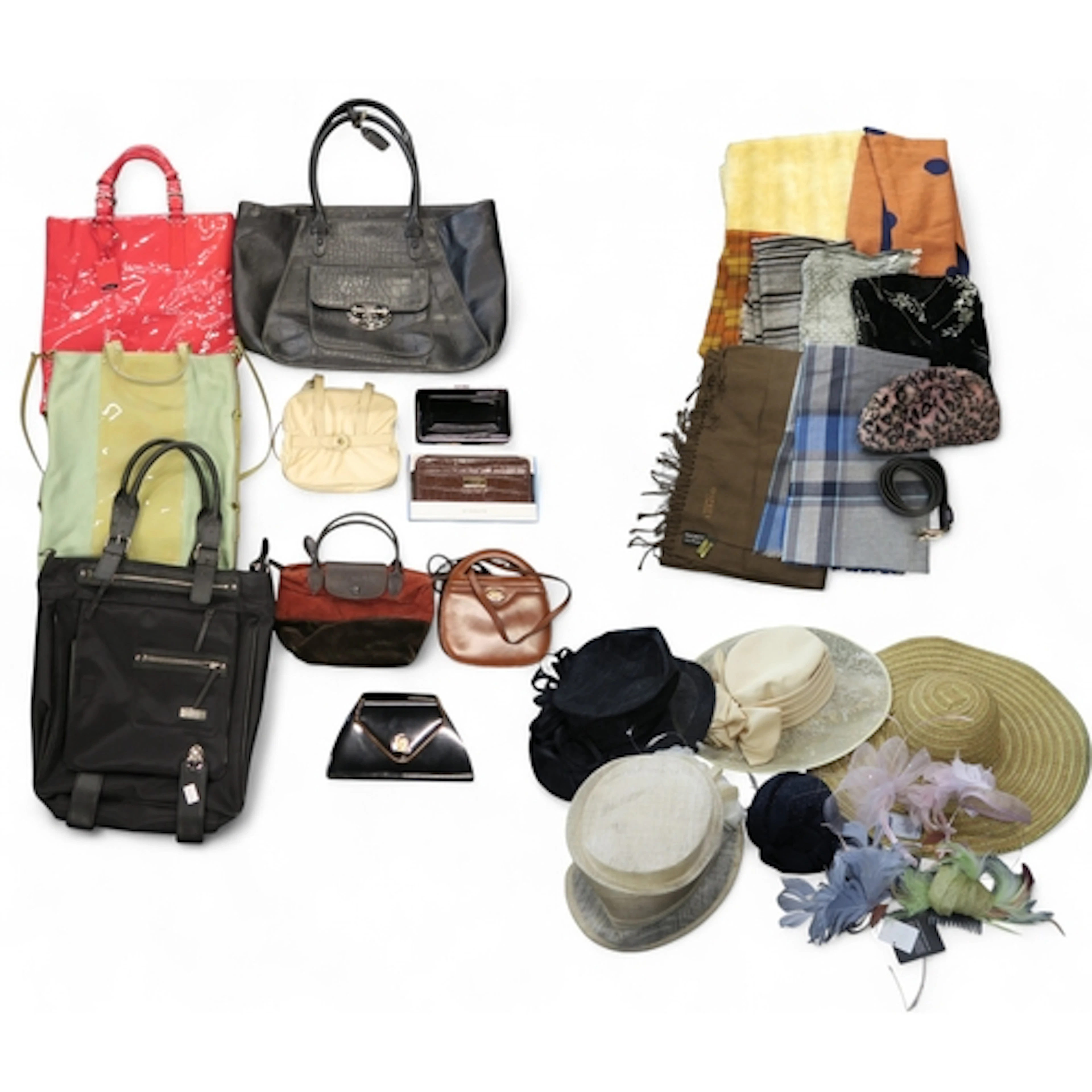 Assorted handbags including a vintage Givenchy black patent ...