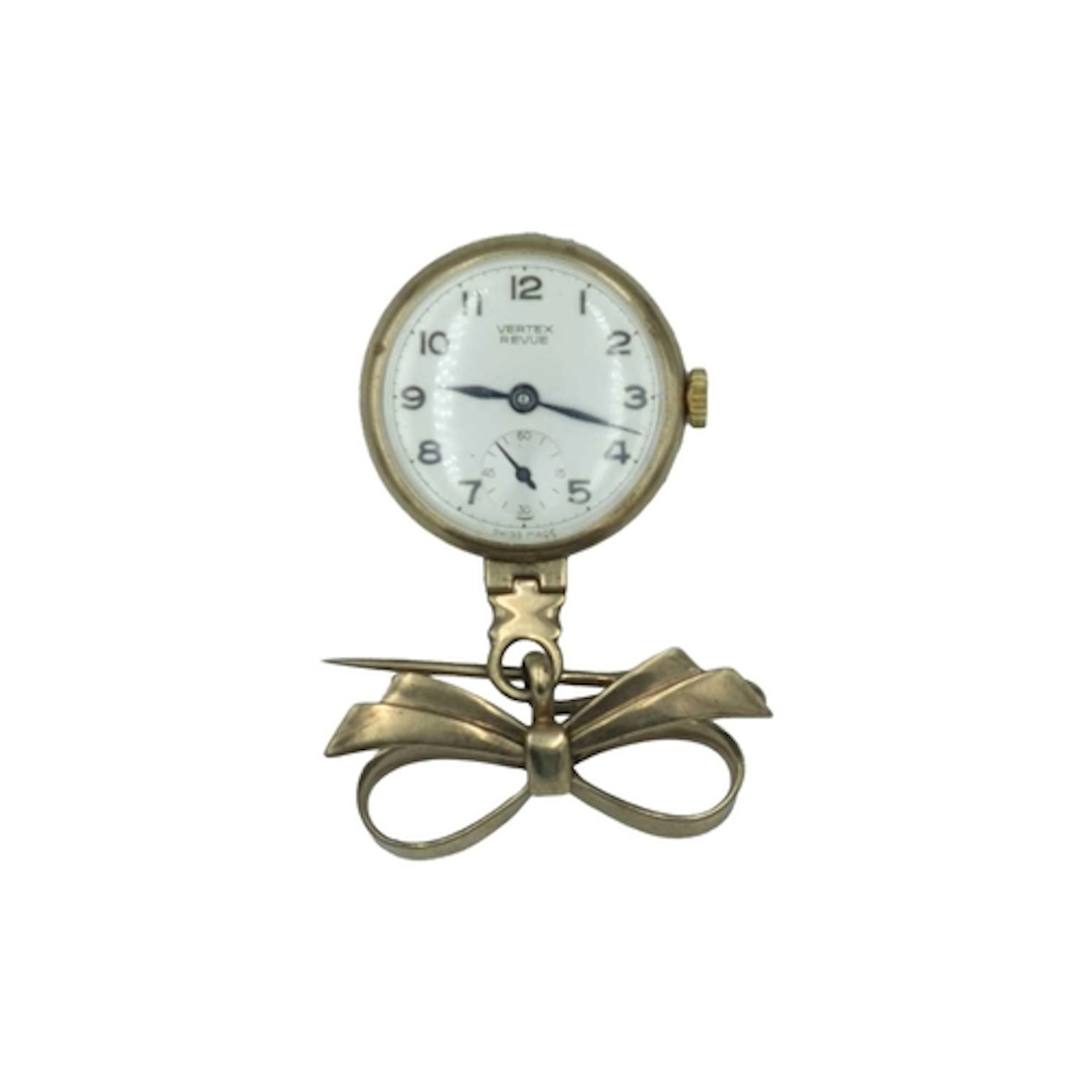 VERTEX REVUE - A 9k manual wind nurses watch with a bow-shap...
