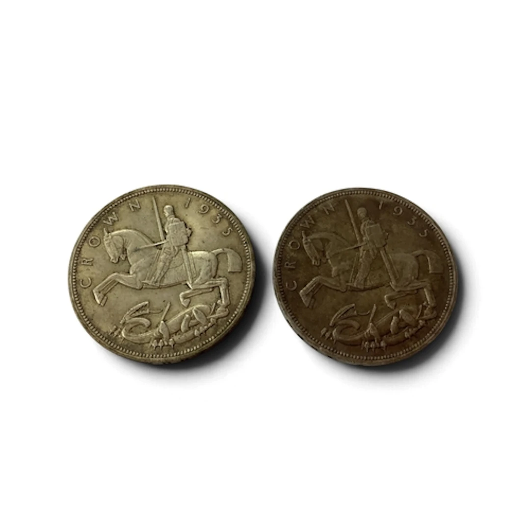Two 1935 George V Silver Crowns.