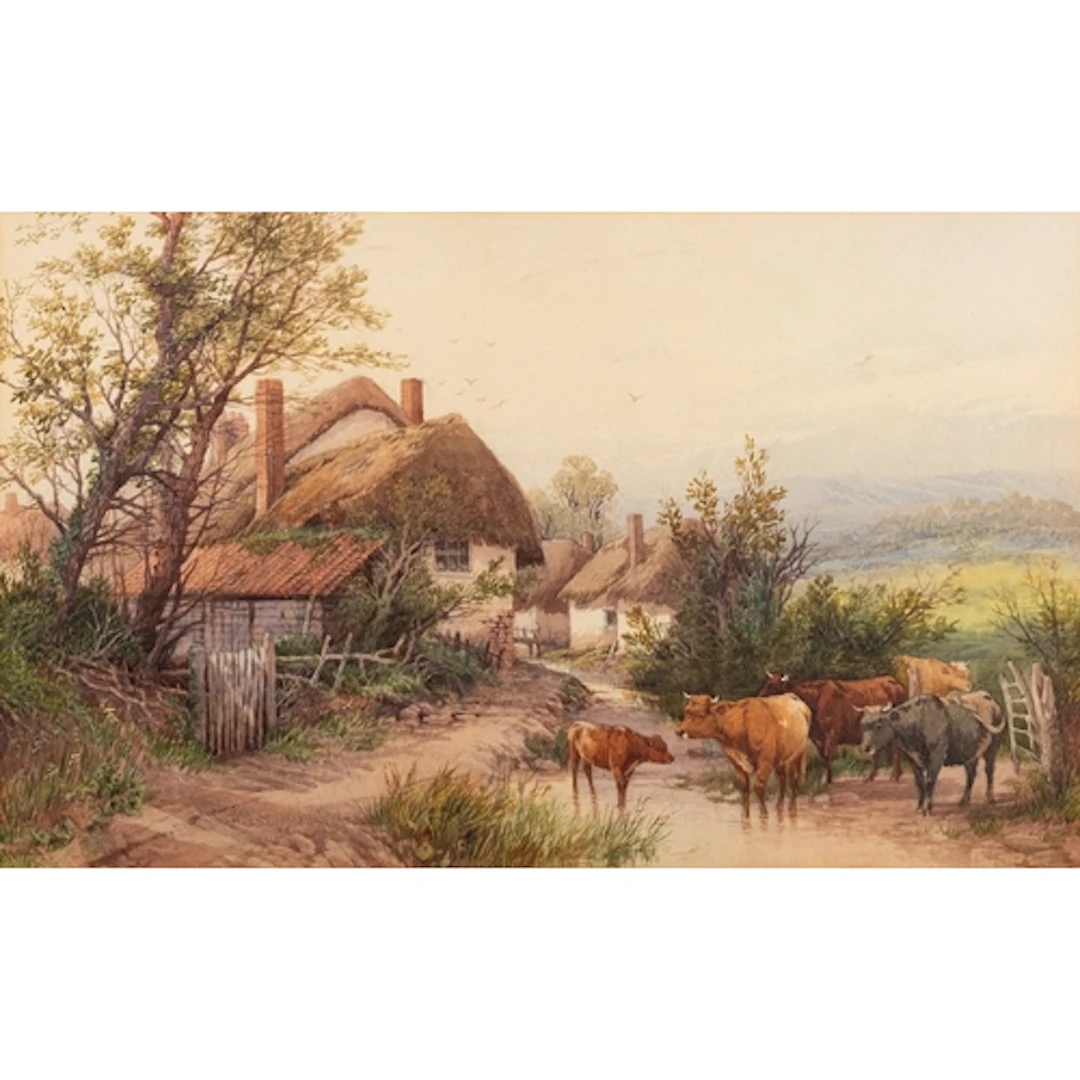 Thomas Rowden (British, 1842-1926) - Old Homestead and Cattl...