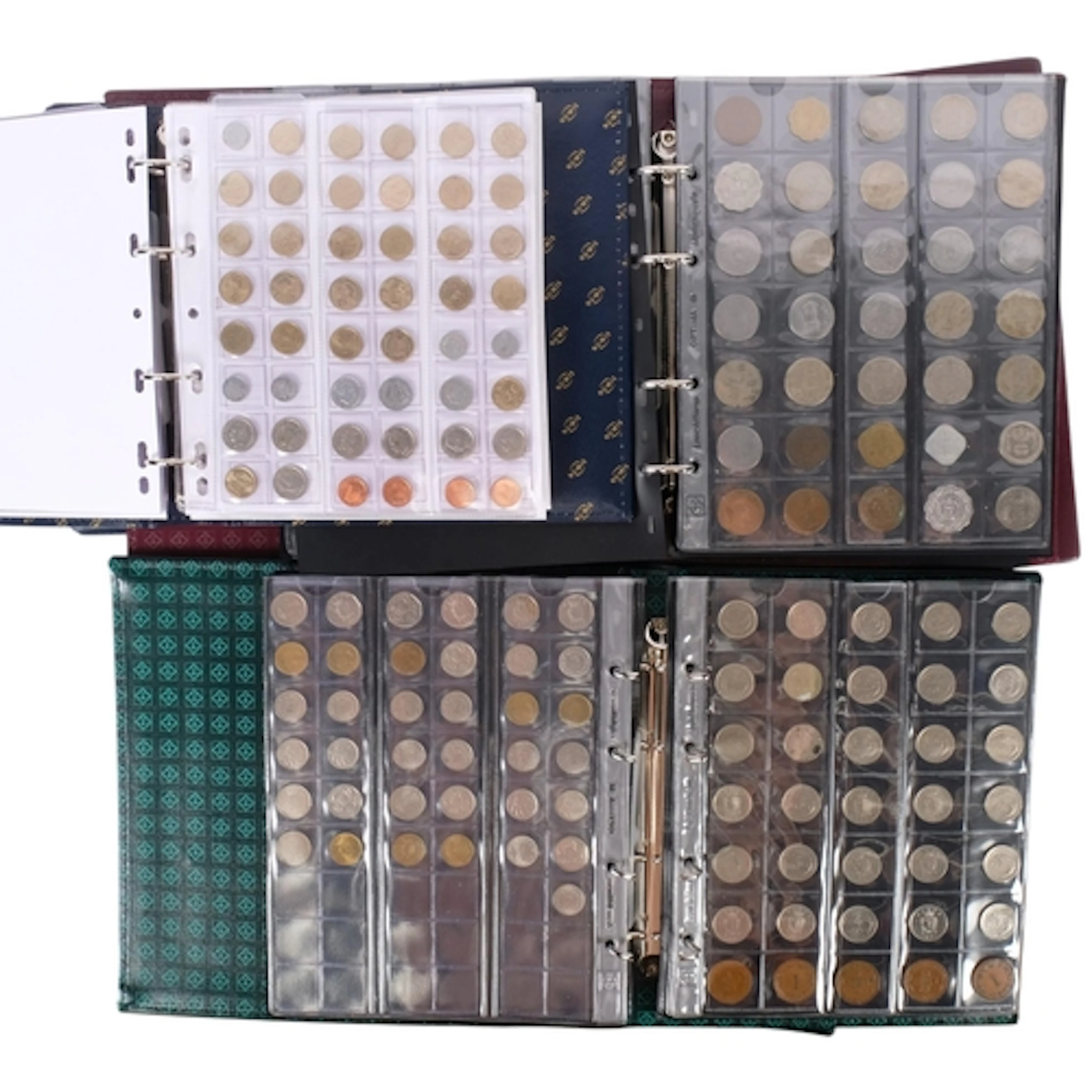 3 albums containing a large quantity of world coins, includi...