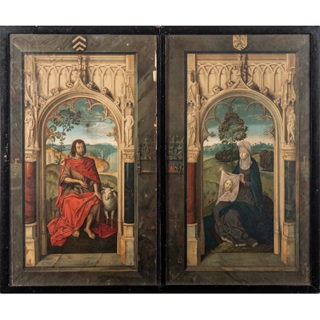 After Hans Memling (Dutch, circa 1435 - 1494); Diptych of St...