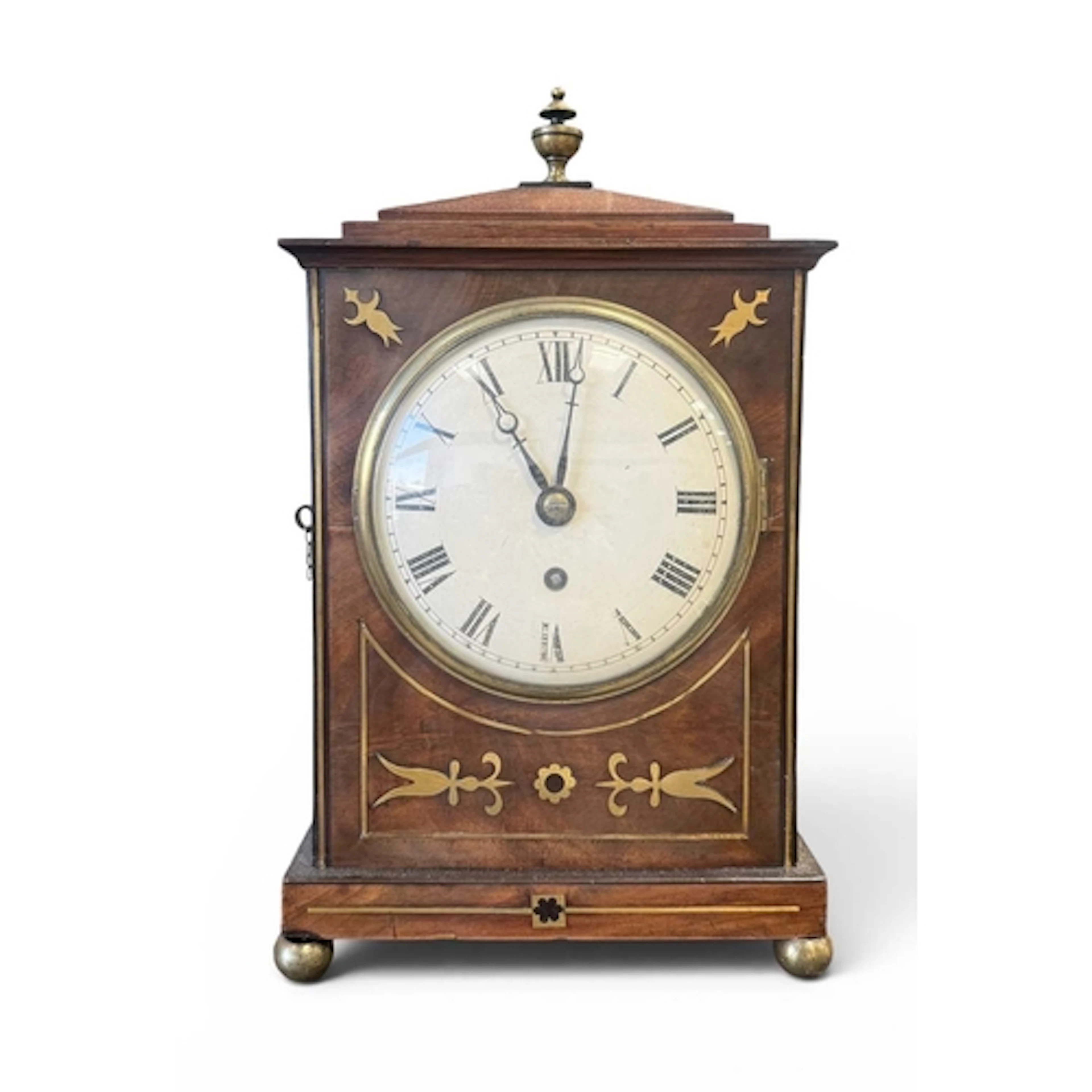 A REGENCY MAHOGANY AND CUT-BRASS BRACKET CLOCK 32cm x 22cm x...