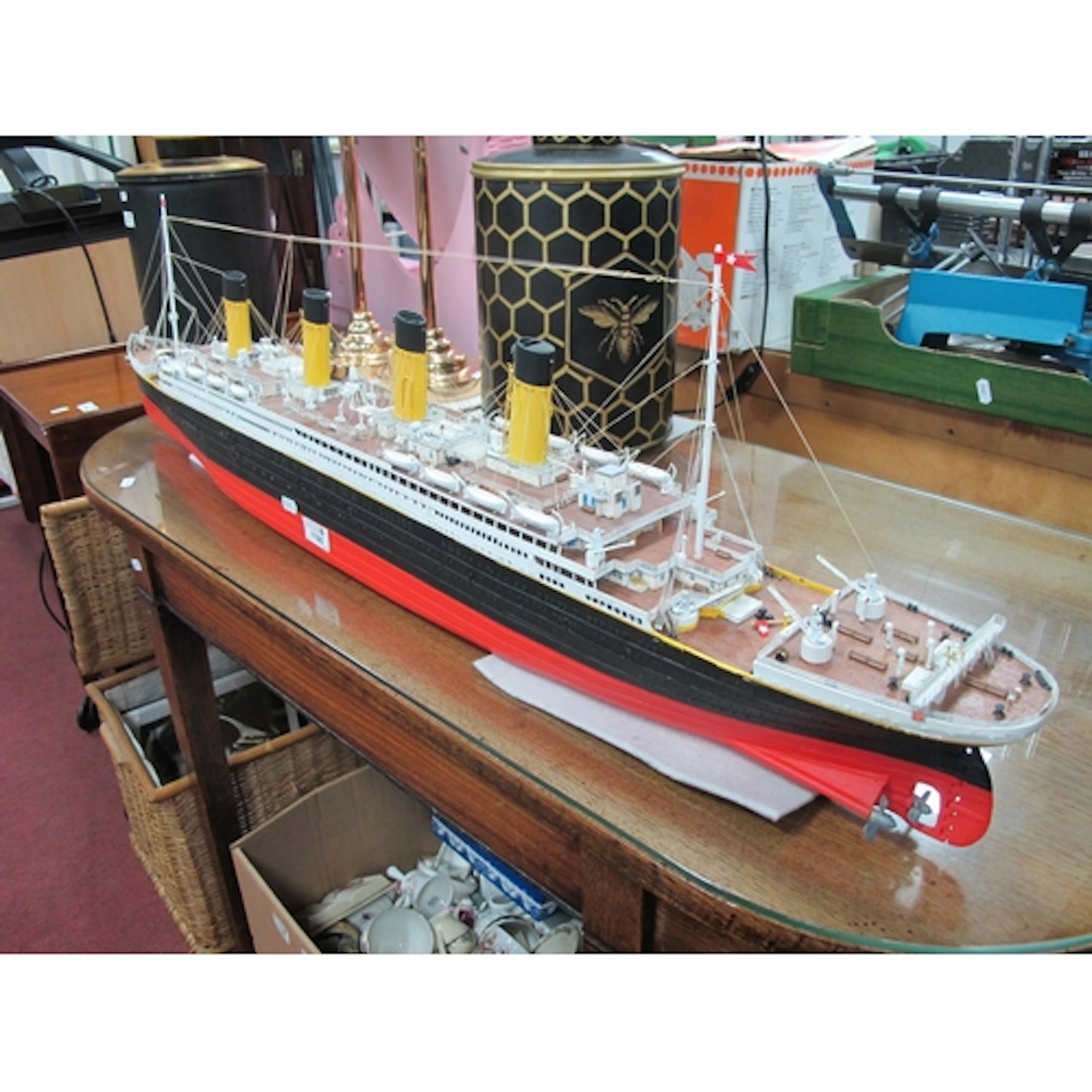 A detailed model of the ocean liner RMS Titanic 1912, constr...