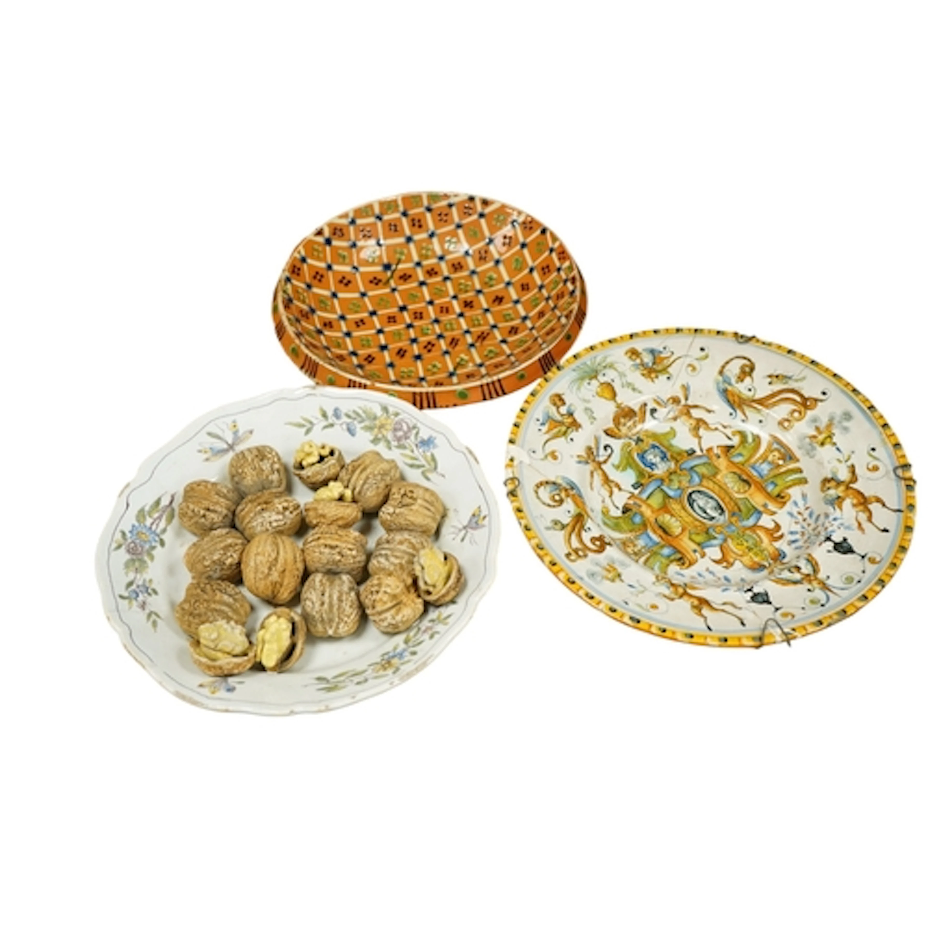 A late 19th century French trompe l'oeil faience dish of wal...
