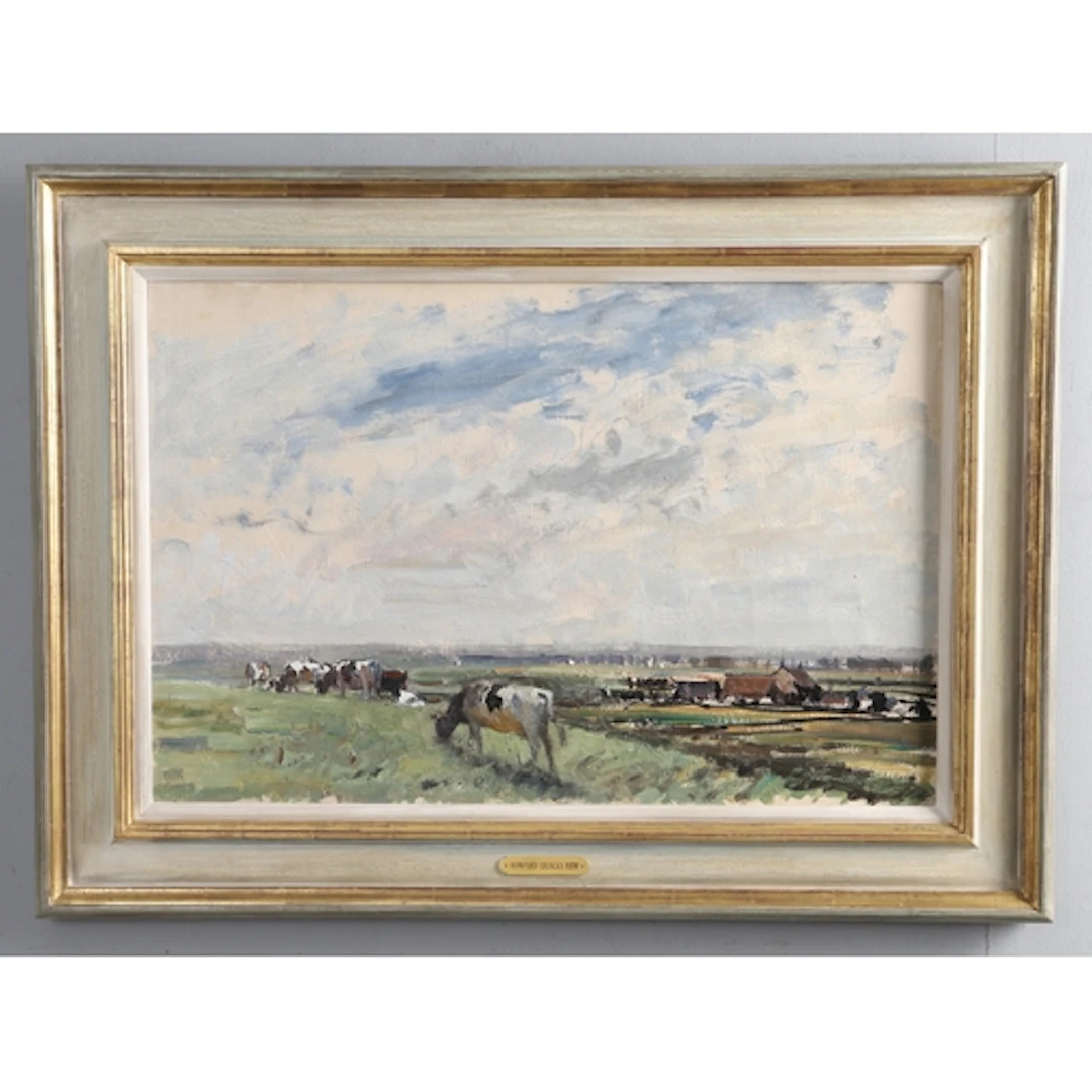 EDWARD SEAGO RWS (1910-1974). 'CATTLE IN A NORFOLK LANDSCAPE...