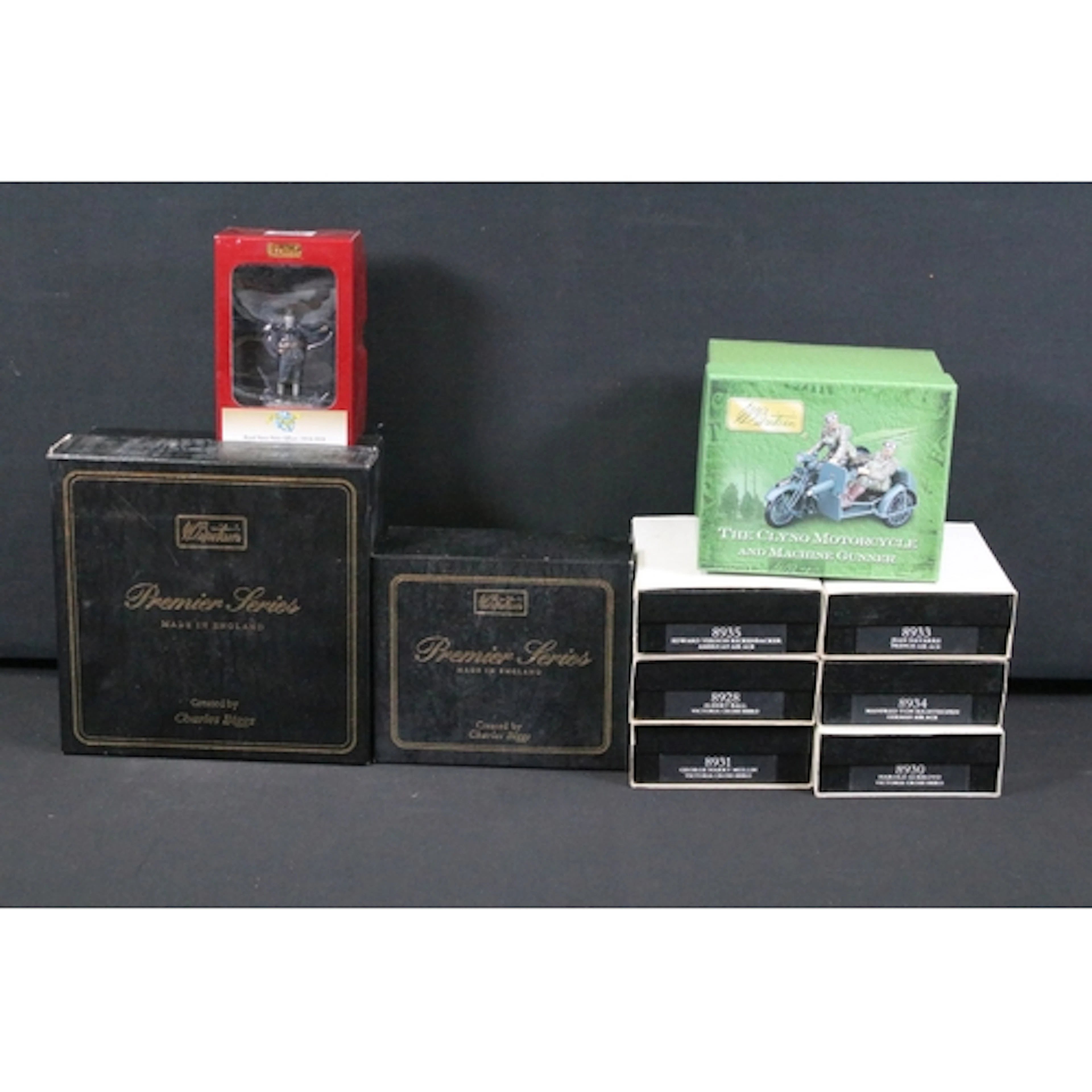 Eight boxed Britains Premium Series metal figures to include...