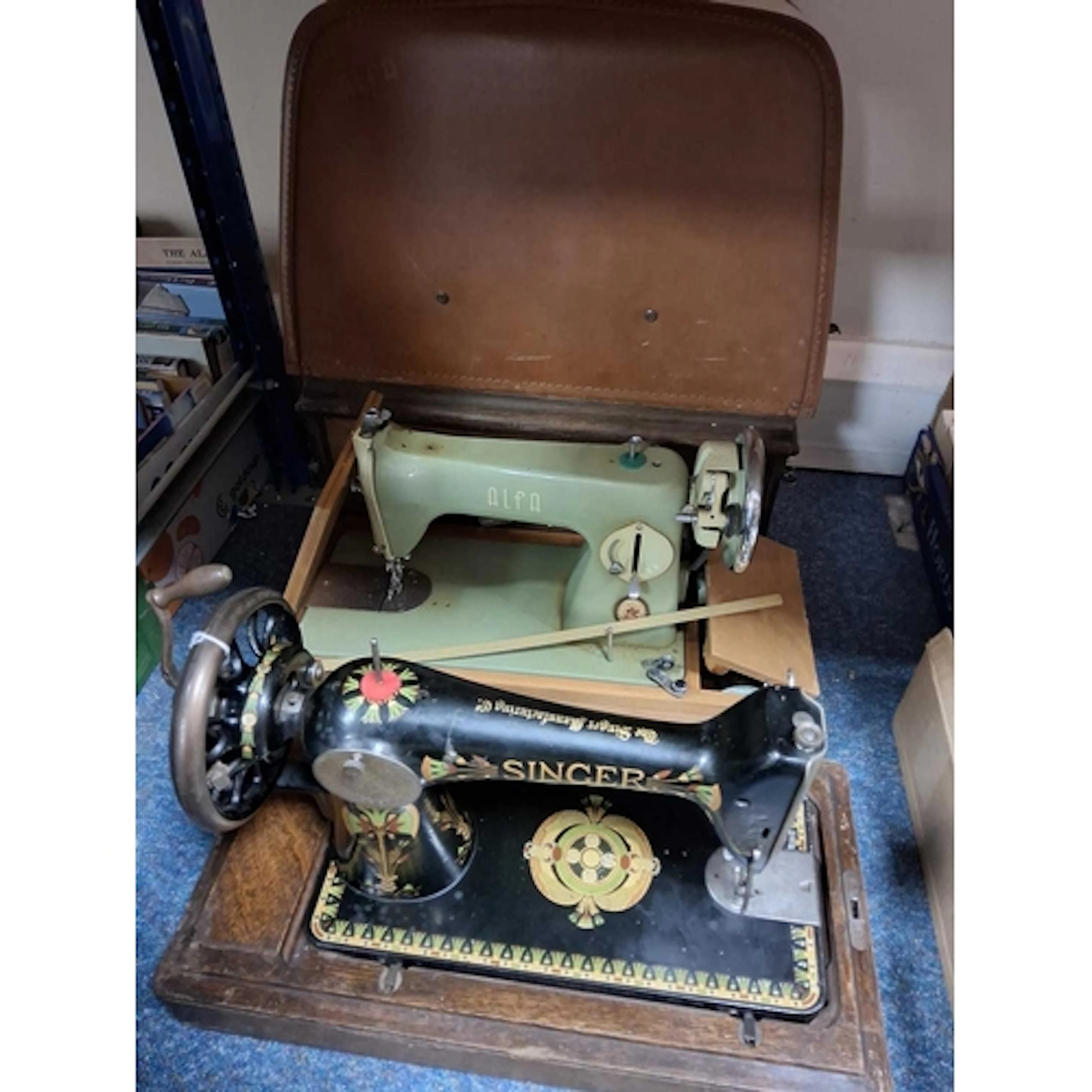 TWO CASED SEWING MACHINES, comprising a Singer sewing machin...