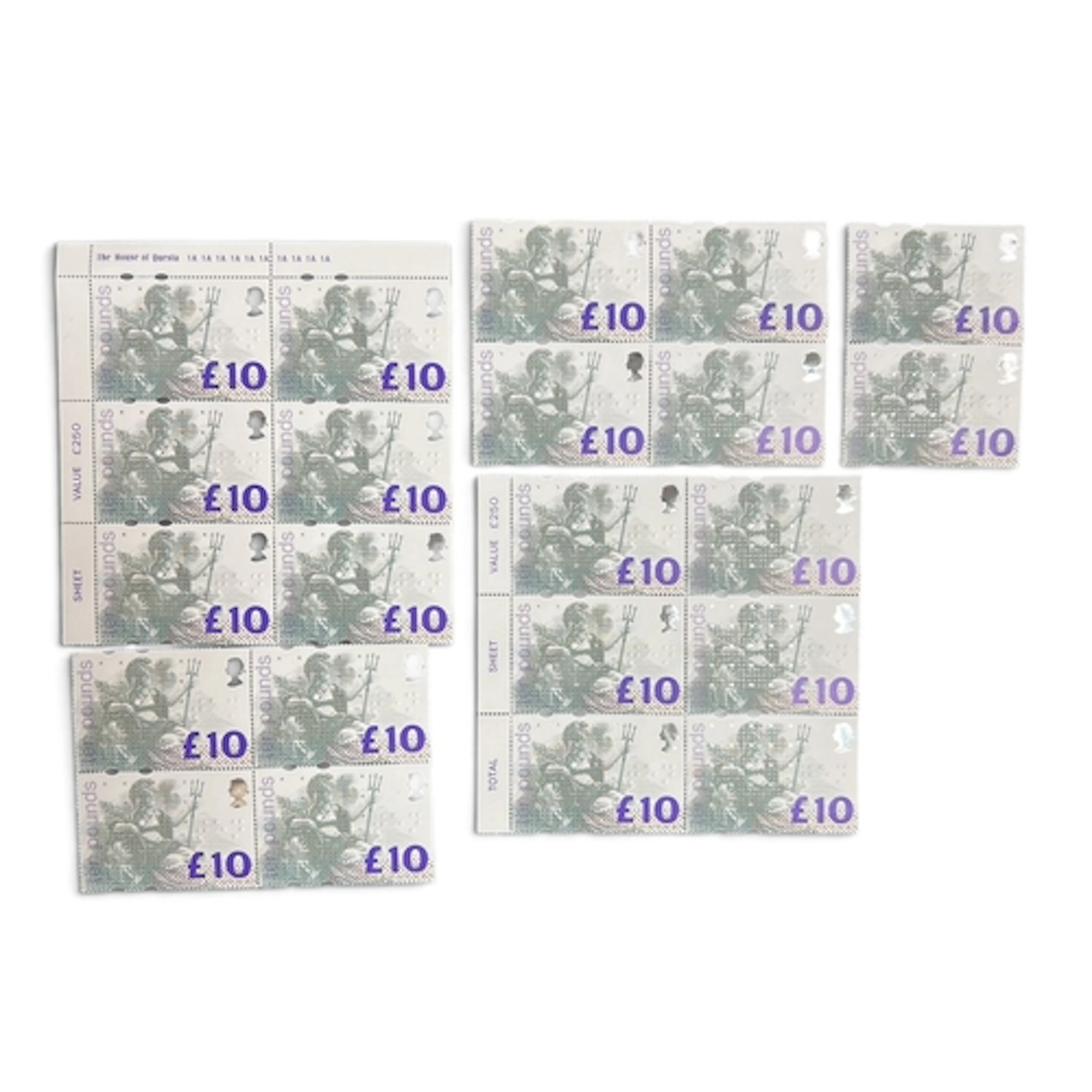 ELIZABETH II: £10 STAMPS, EIGHTEEN, UNMOUNTED MINT