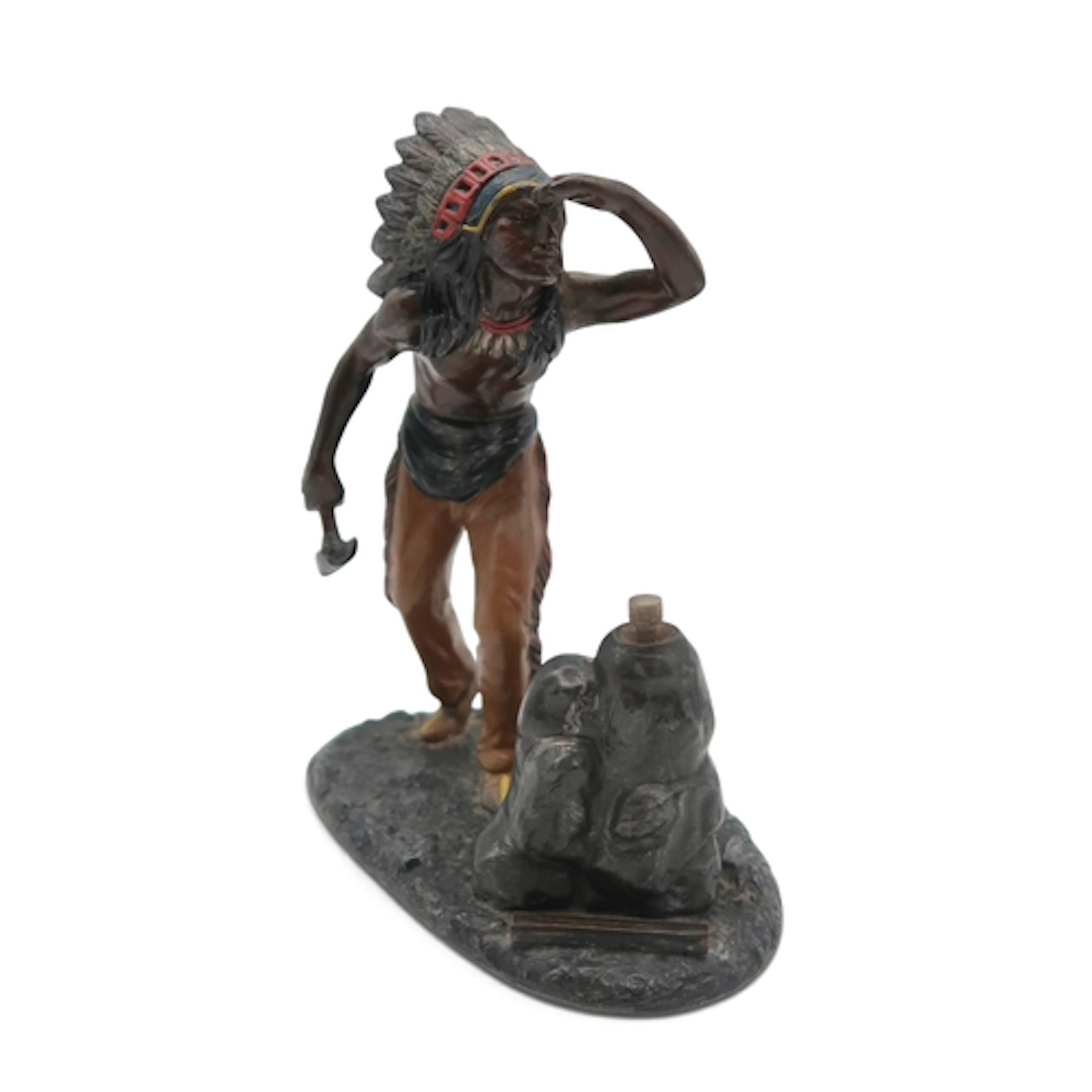 An Austrian cold painted spelter table lighter modelled as a...