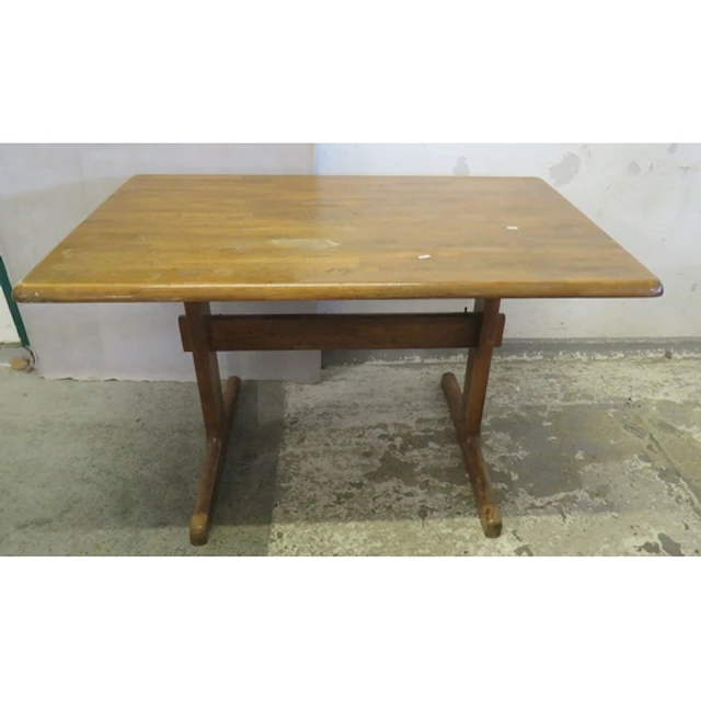 Vintage Oak Table with trestle ends, central stretcher appro...