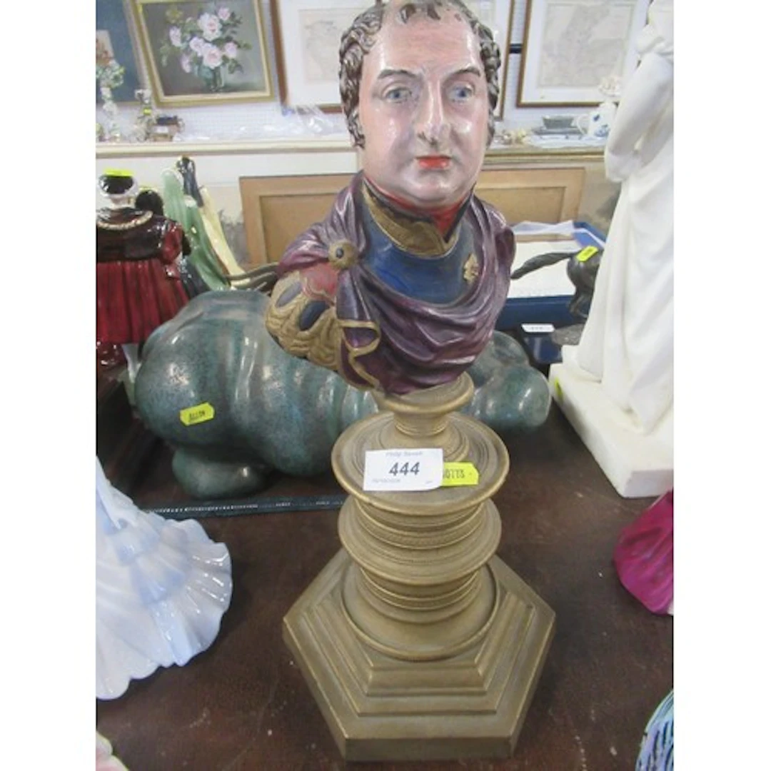 A metal bust of Wellington, height 14ins