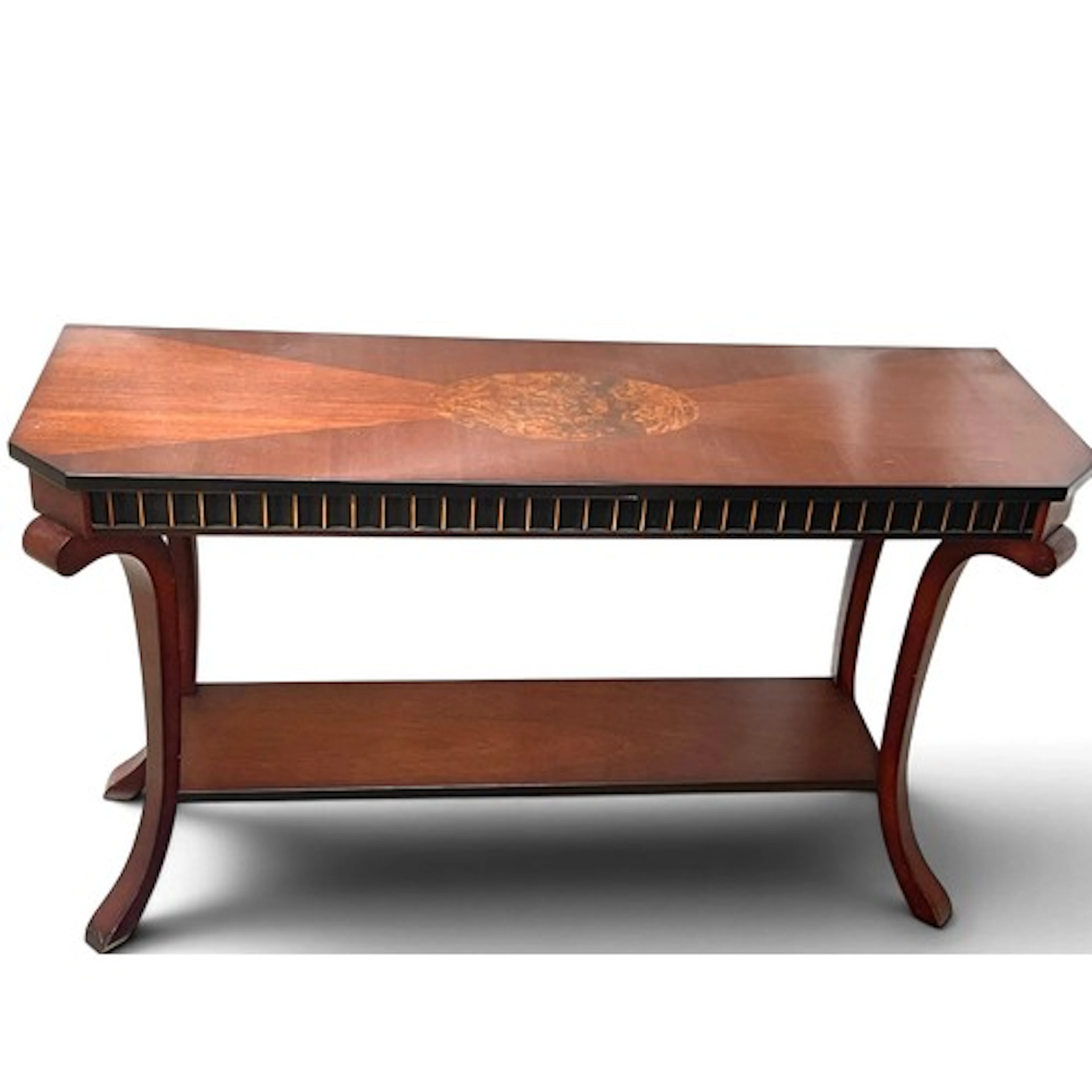 Modern inlaid pier table, 120cm x 40cm x 68cm.