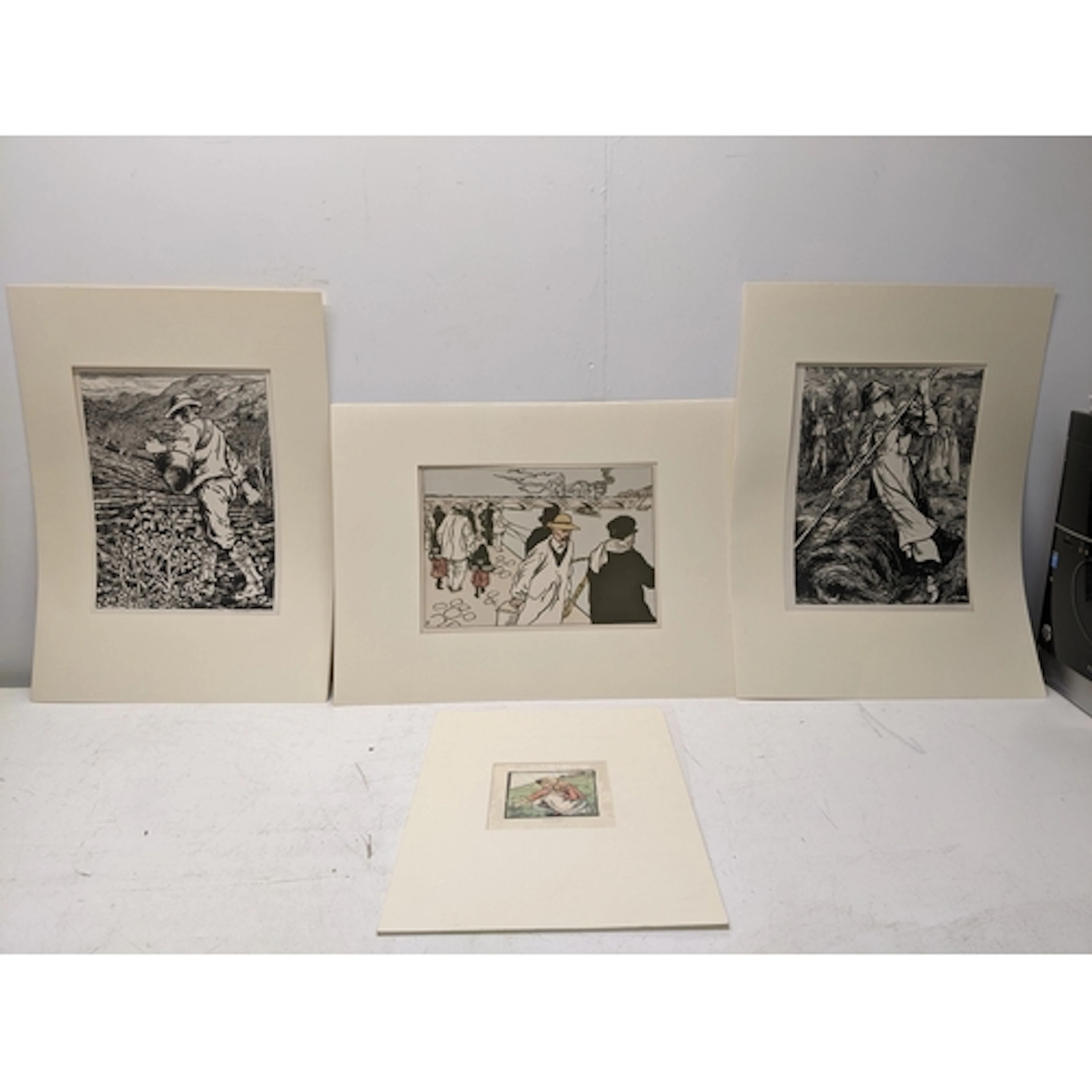 A group of four mounted 20th century prints to include, Evel...