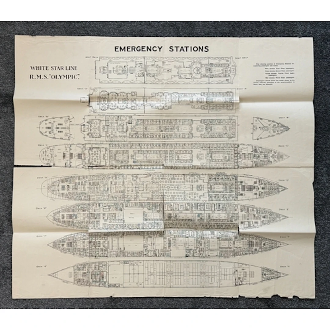 R.M.S. Olympic: R.M.S. Olympic: Emergency Stations plan, sh...